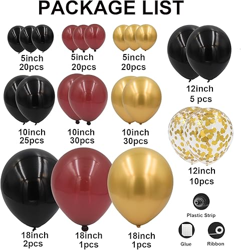 Miniatura 2 de Kit de guirnalda de arco de globos burdeos, 164 globos metálicos de oro rosa granate en diferentes tamaños para baby shower, día de San Valentín,