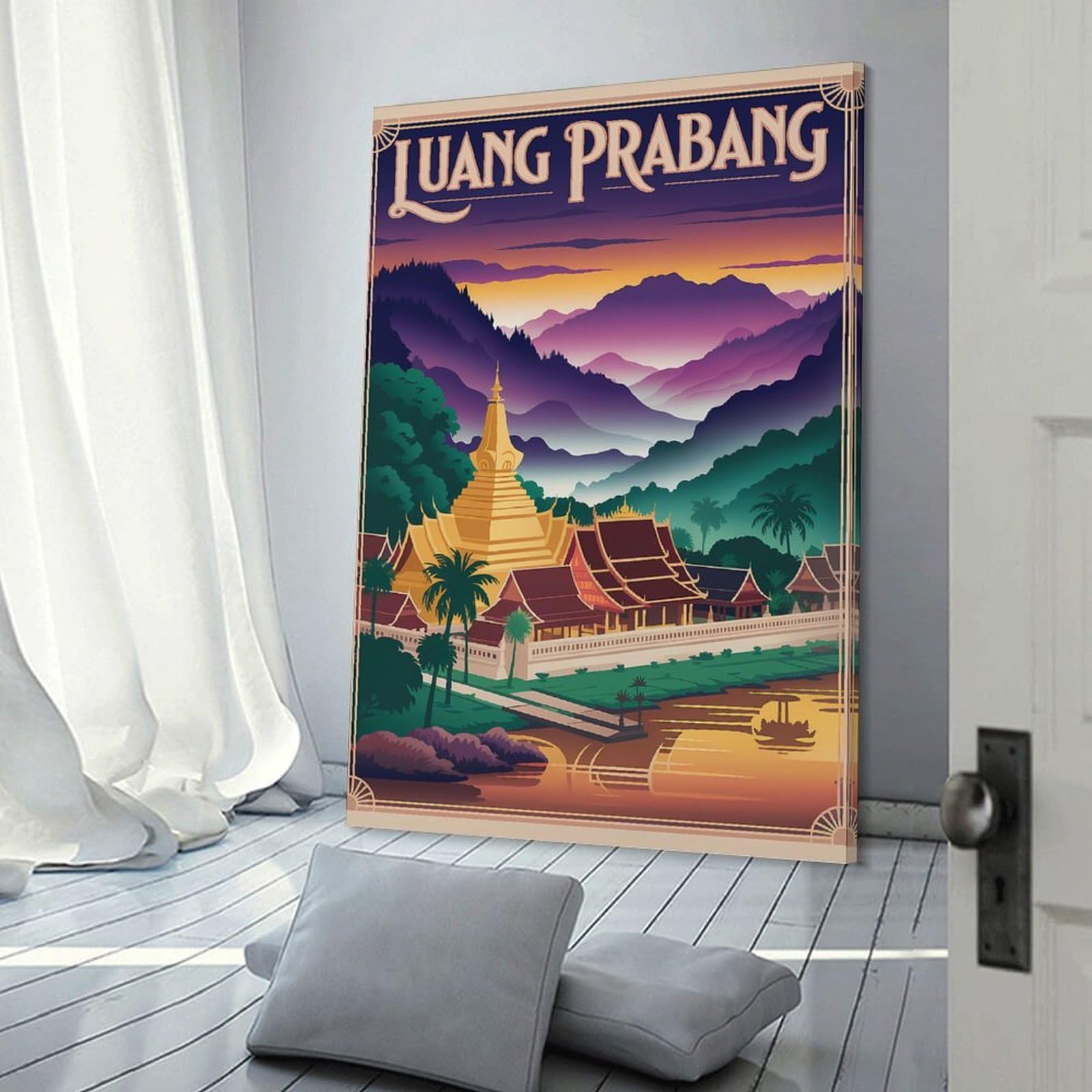 Junmoney Luang Prabang Travel (3) Canvas Wall Decor 24x36inch(60x90cm), for Calm Bedrooms, Home Corners Or Flats, A Warm Accent for Relaxed Interiors