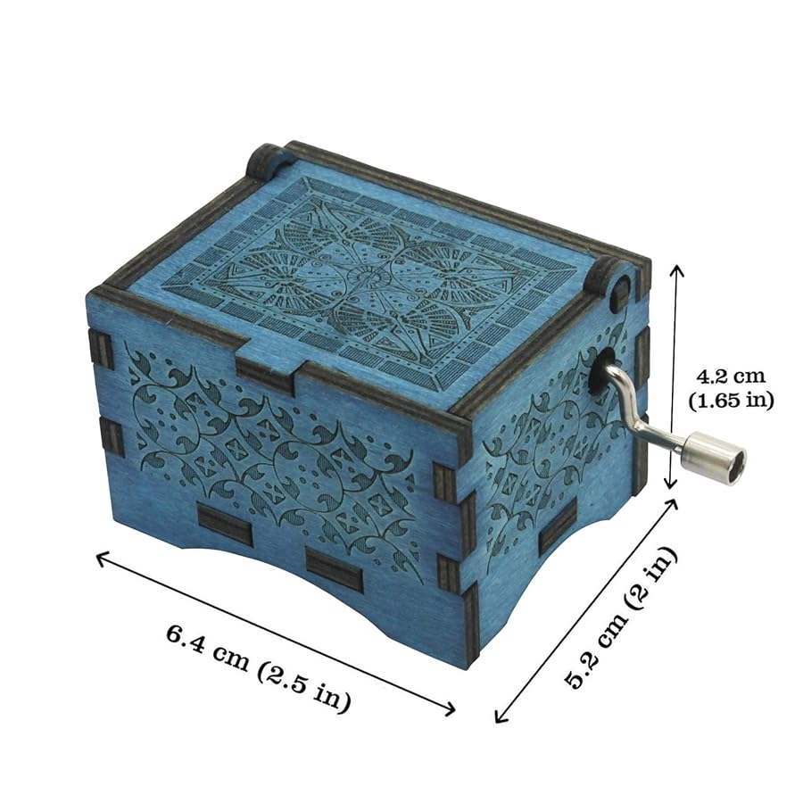 UNIQLED You are My Sunshine Wooden Music Boxes Laser Engraved Hand Crank Classical Wood Sunshine Musical Box Gifts for Birthday Christmas Valentine's Day (Blue Sunshine) - image 3