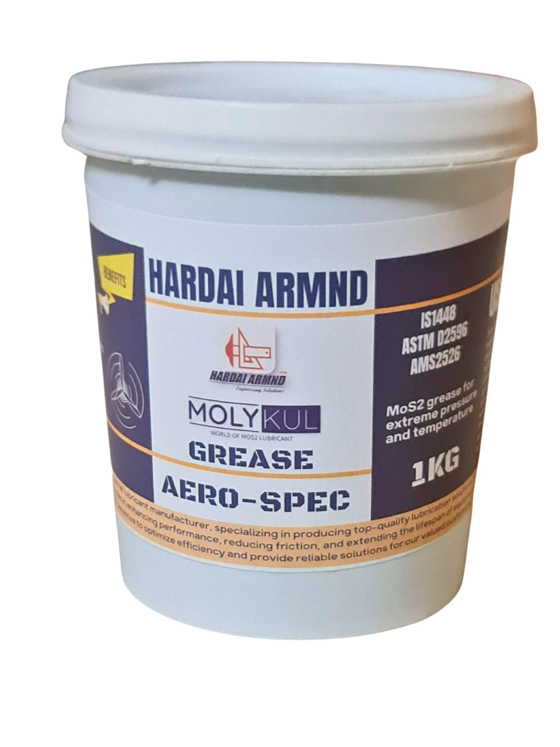 Hardai ARMND MolyKul Aero-Spec Grease Molybdenum Disulfide (MoS2) Anti-Seize Grease for Aerospace and extreme condition Applications