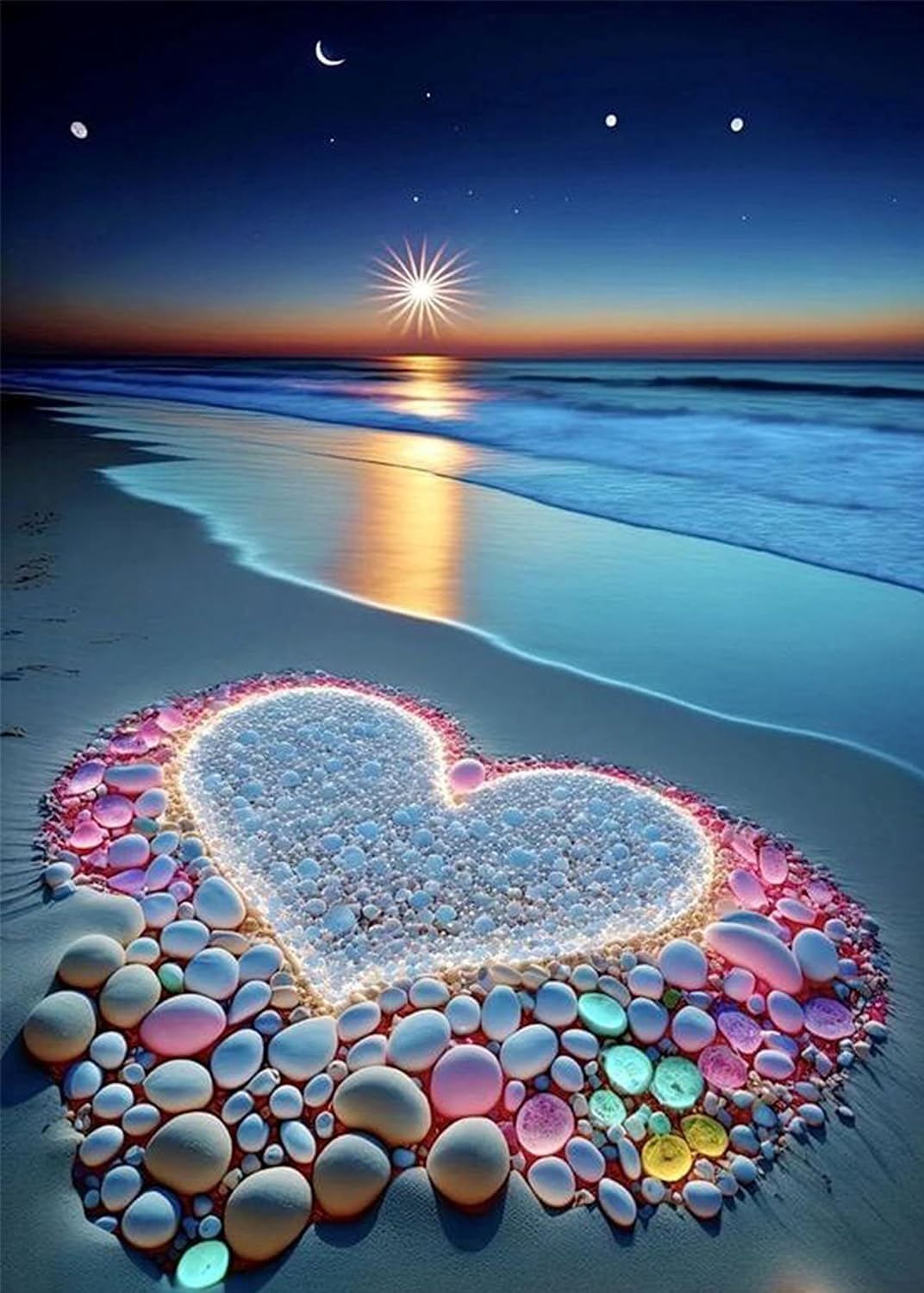TREXEE 5D DIY Diamond Painting Kit | 30*40 Cm Craft & Arts for Adults & Kids | Full Drill Crystal Rhinestone Diamond Painting for Wall Decor DIY Diamond Painting Kit sea heart painting Paint By Numbers Kits-image-34