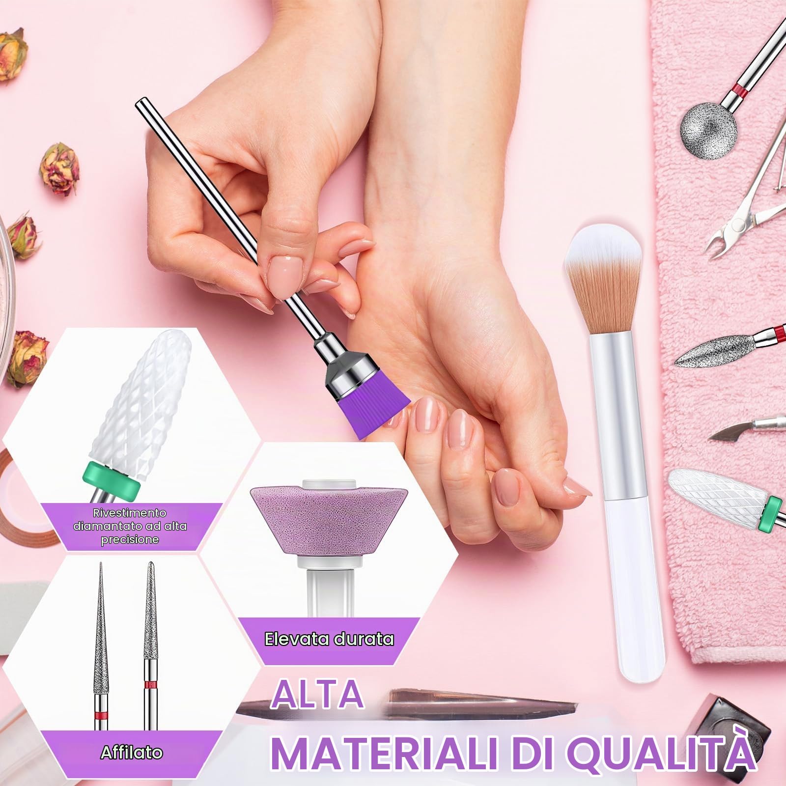 mohito 21 pezzo Punte Fresa Unghie,3/32 Inch Nail Drill Bits for Acrylic Nails,Punte Fresa Unghie Professionale,Per punte per unghie da 3/32 pollici Unghie in gel Manicure e pedicure in gel acrilico