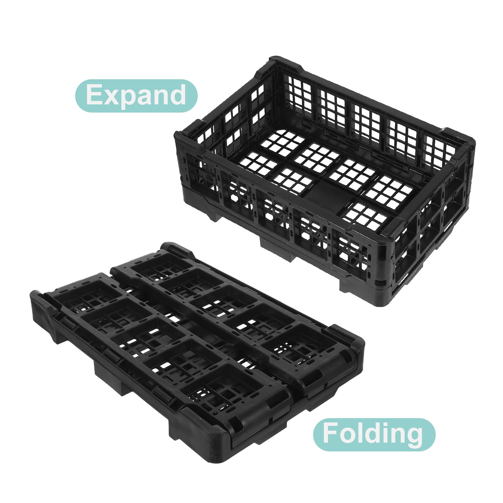 DOITOOL Caja de plástico plegable de 2 piezas: organizador portátil decorativo para ropa sucia en el armario. Cesta plegable funcional debajo de la cama. Solución de almacenamiento.