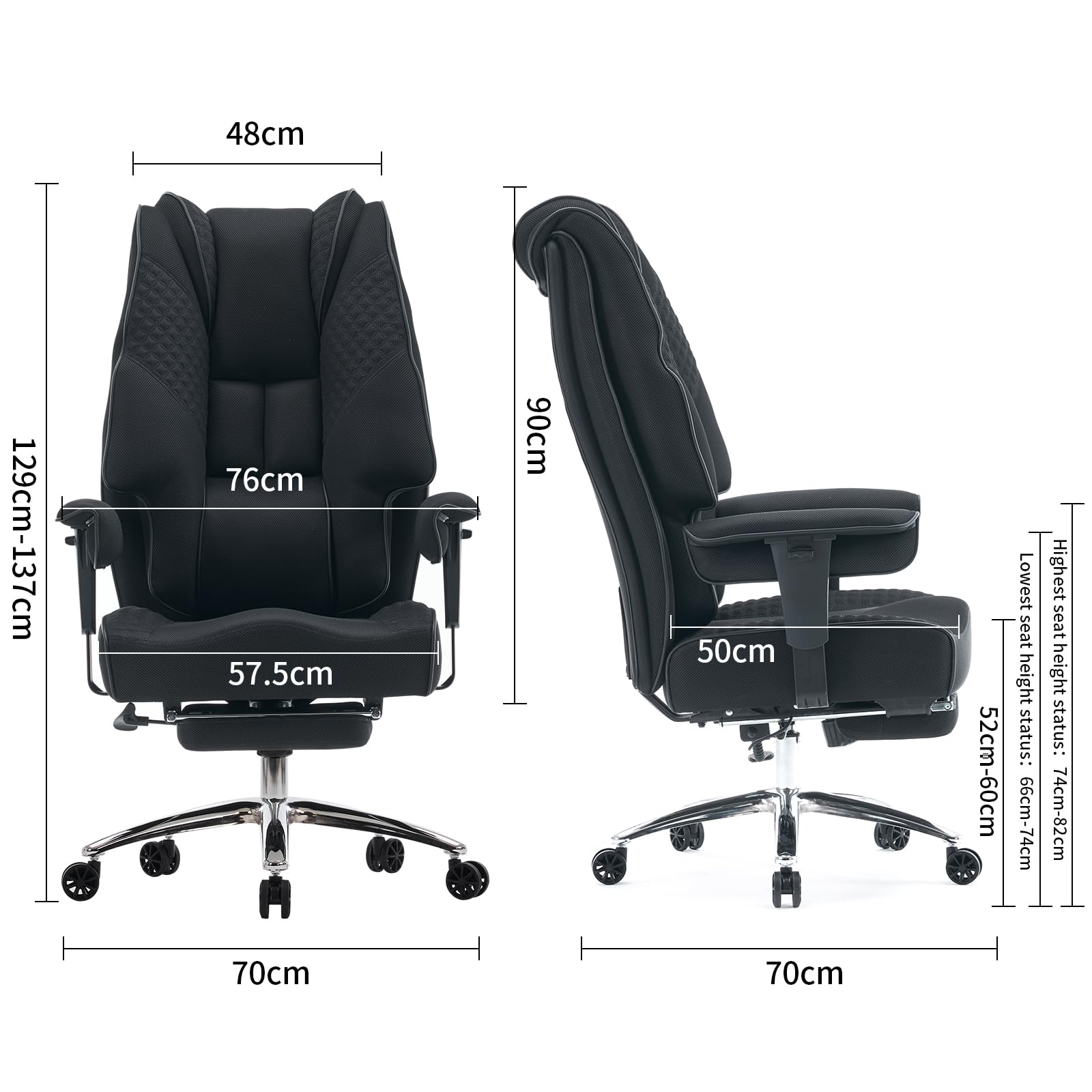 EXCEBET Silla de oficina robusta de malla de 180 kg - Silla de oficina grande ergonómica con asiento de muelles ensacados de 14 cm, silla de juego de ordenador con respaldo alto transpirable para el