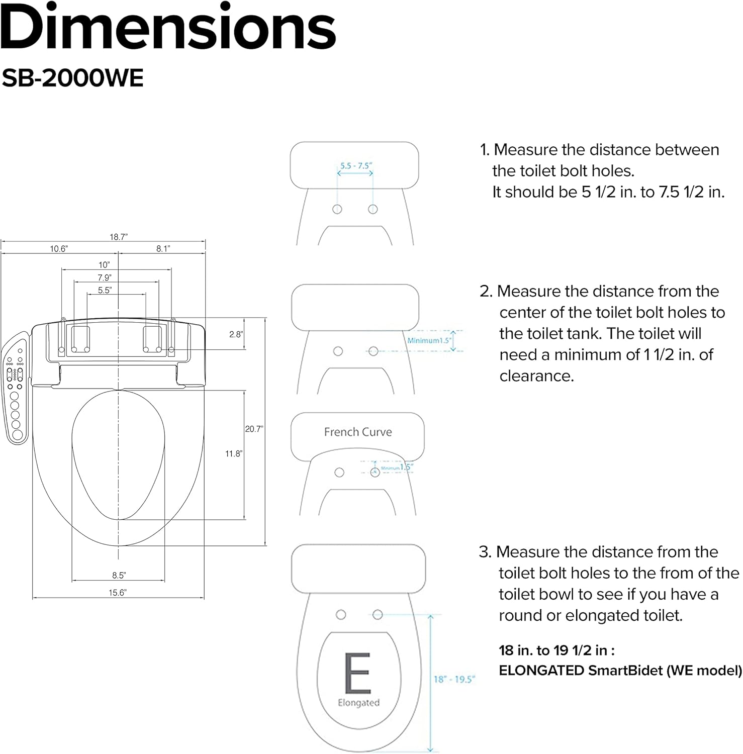 Buy 1 get 1 SmartBidet SB-2000 Bidet Seat for Elongated Toilets - Electronic Heated Toilet Seat with Warm Air Dryer and Temperature Controlled Wash Functions (White)