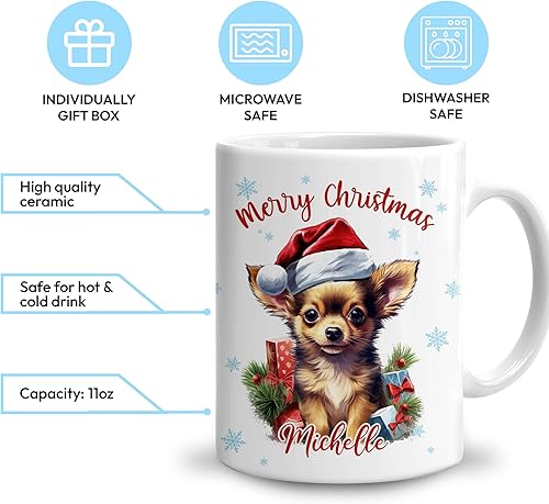 Vista 134 de Hyturtle Regalos personalizados para amantes de las ardillas, con sombrero de Papá Noel, taza de café de cerámica con nombre personalizado, taza