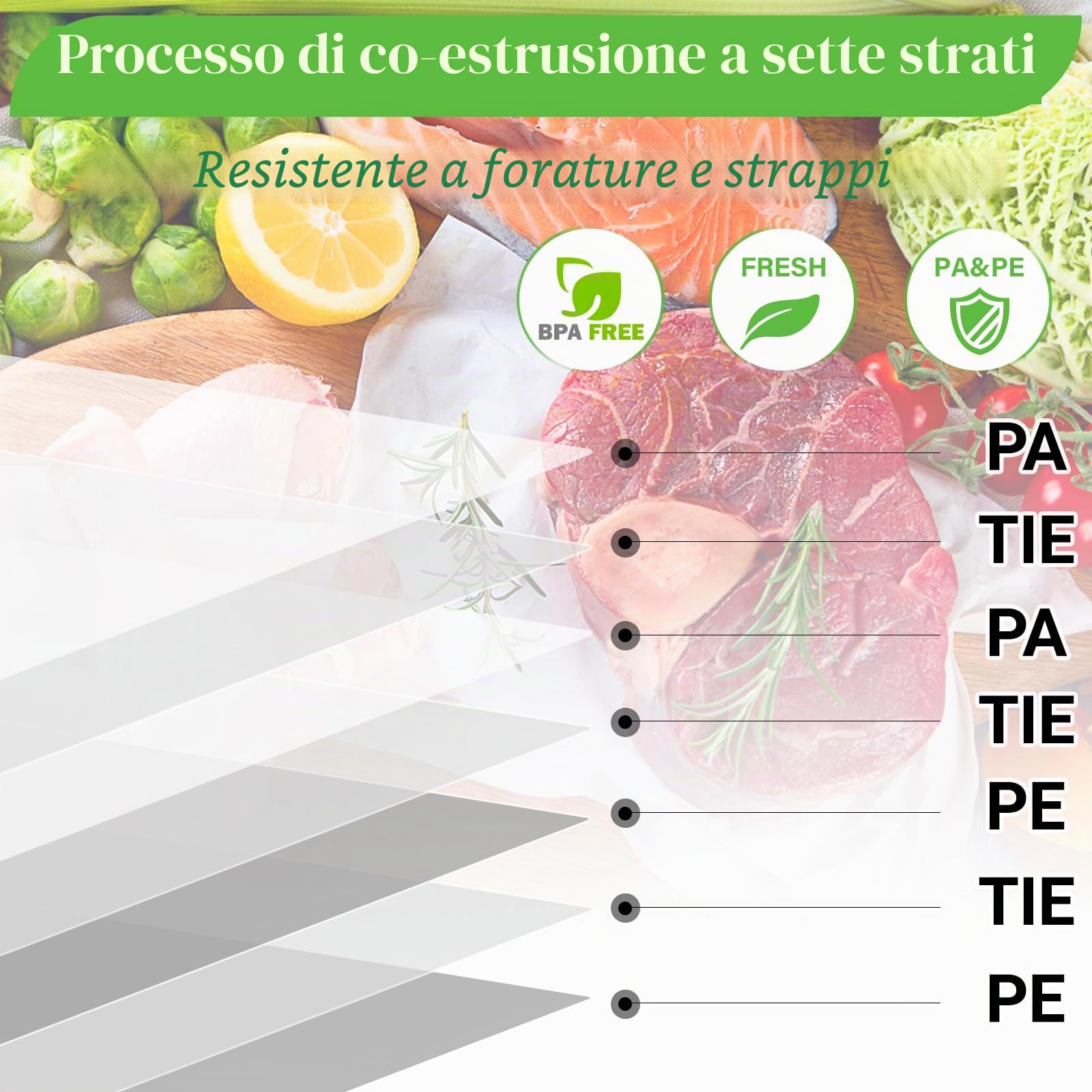 100 Buste Sacchetti Sottovuoto Alimenti 30x40 cm, Buste sottovuoto Alimenti Senza BPA Approvati Dalla FDA per Macchina Sottovuoto e Cottura Sous Vide, Buste Per Sottovuoto