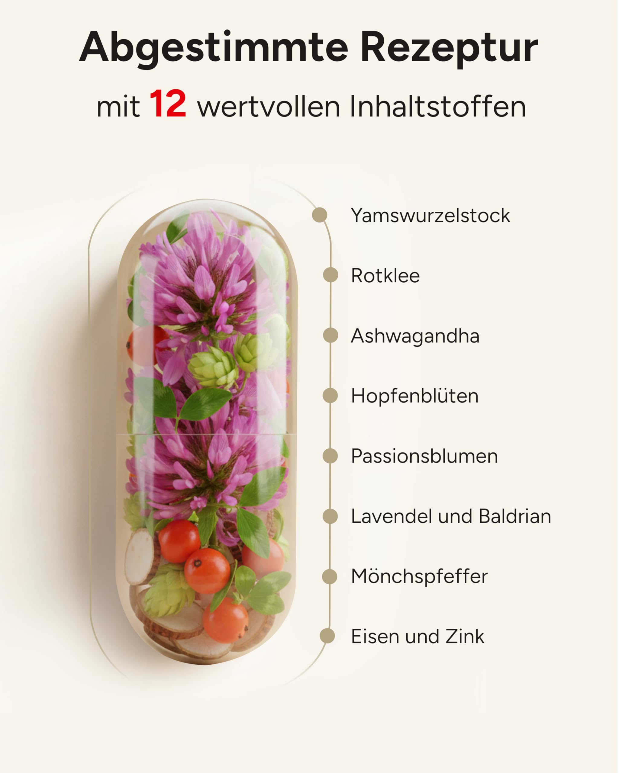 12fach Meno Komplex Wechseljahre Kapseln - Hormon Balance Frauen mit Yamswurzel Rotklee Mönchspfeffer Ashwagandha & B6-2 Monatsvorrat