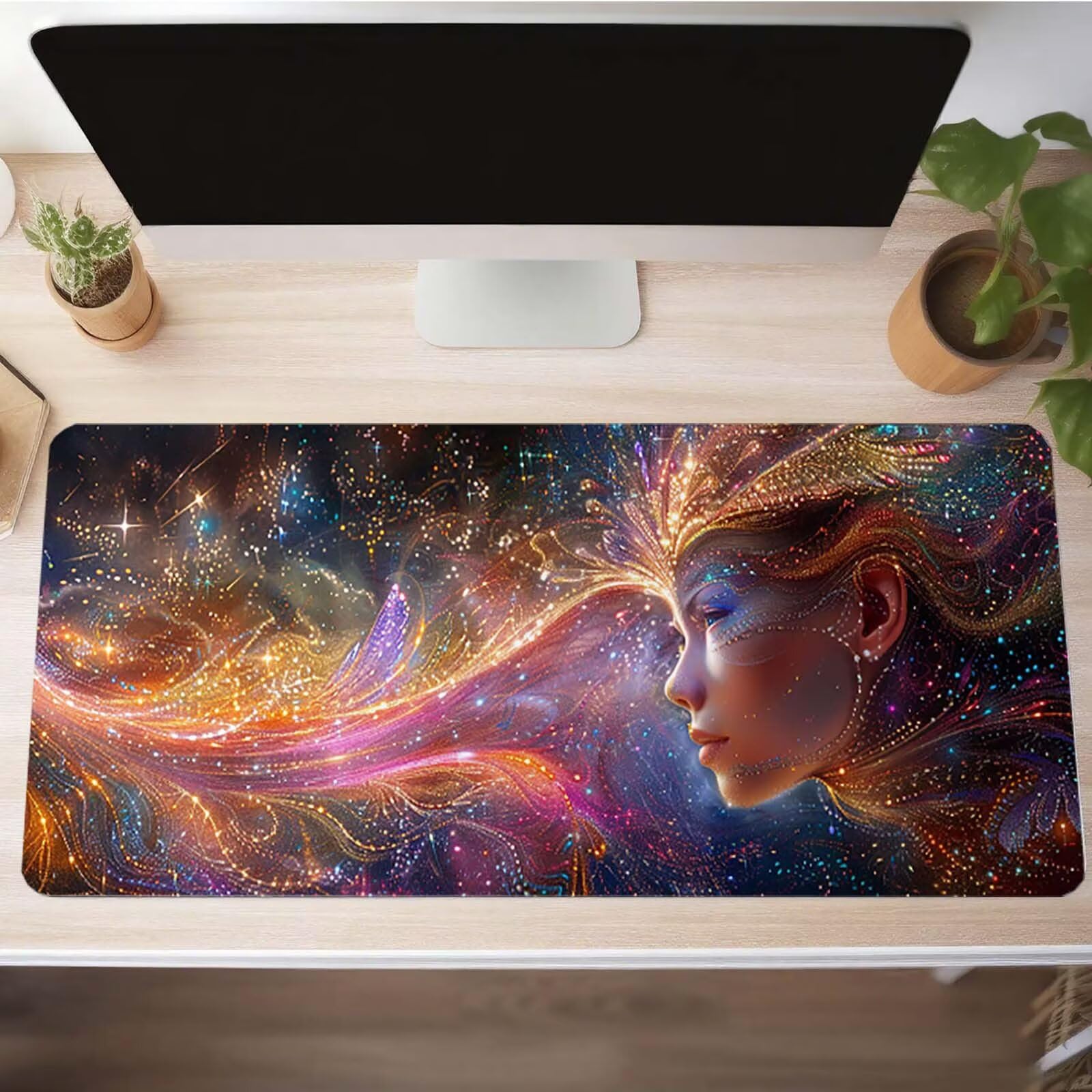 Alfombrilla Ratón, Alfombrilla Gaming Negro XXL 140 x 60 cm, Extendida Base de Antideslizante Caucho Mouse Pad Mujer, Protector Escritorio con Bordes Cosidos, Mejora la precisión PjY899 O-4