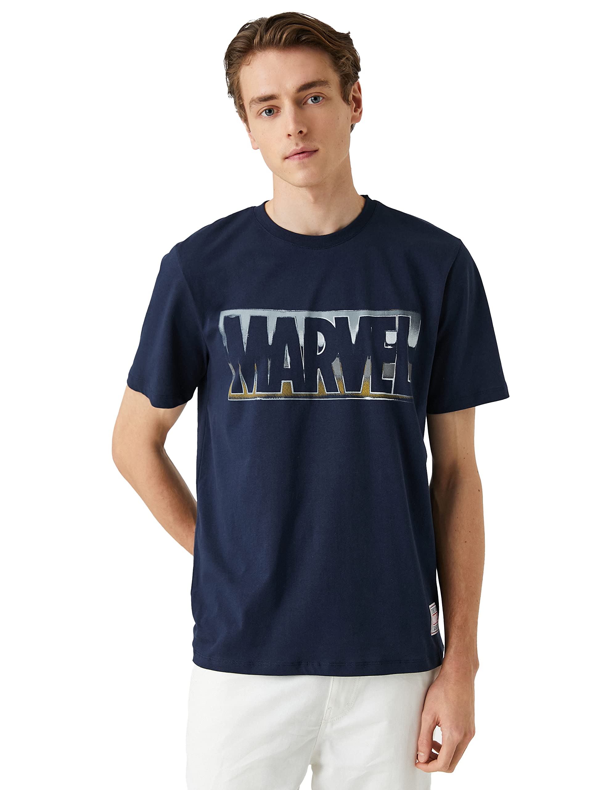 KOTONMen's Marvel Kurzarm T-Shirt mit Lizenzprint, Navy (Na1), XXL, Navy (Na1), XXL