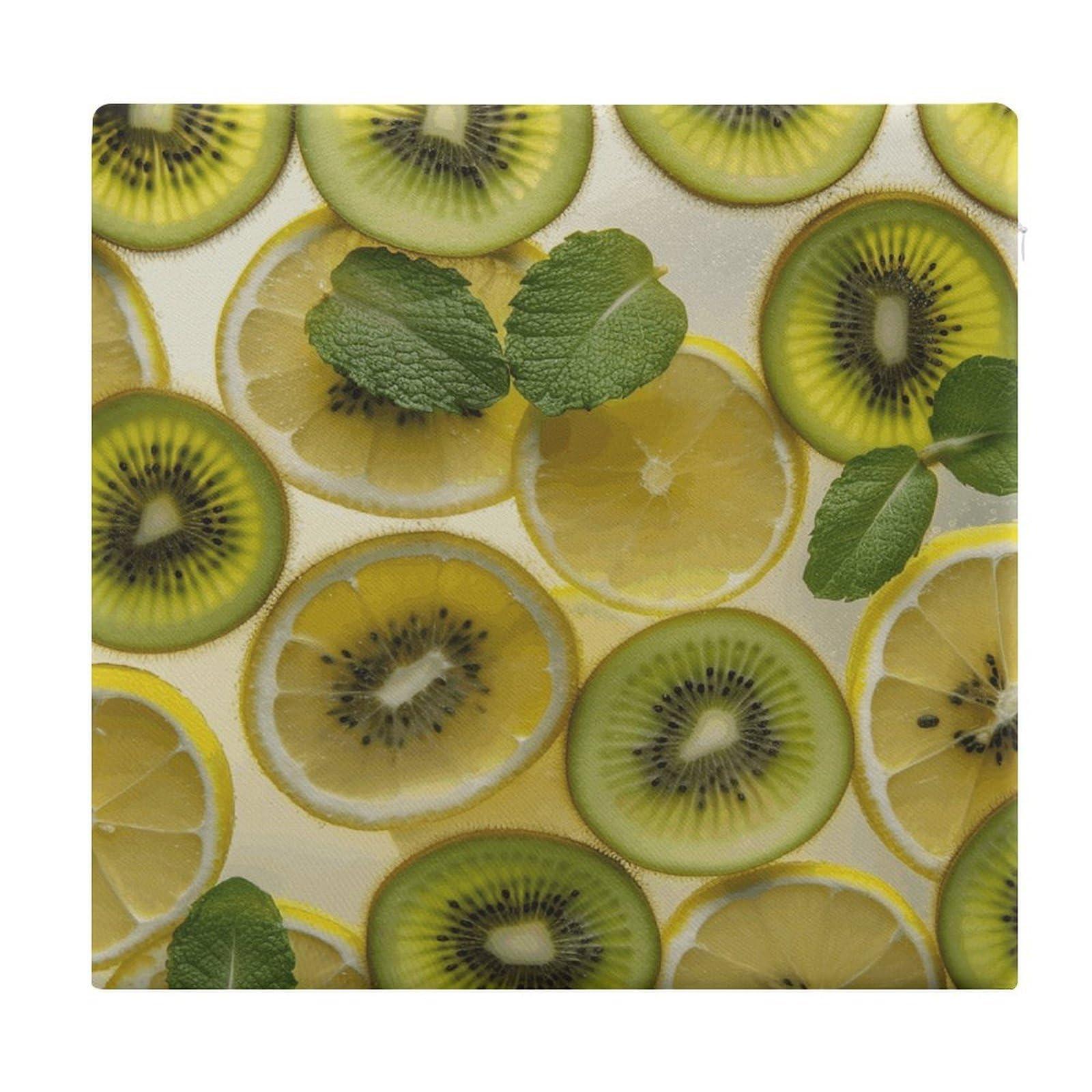 Adfgyerh Style Sliced Lemon And Kiwi In Drink Cushions Memory Foam For Adults, Seat Cushion Chair Pads Soft, Square Pillows For Dining, Kitchen, Office, Patio Chairs