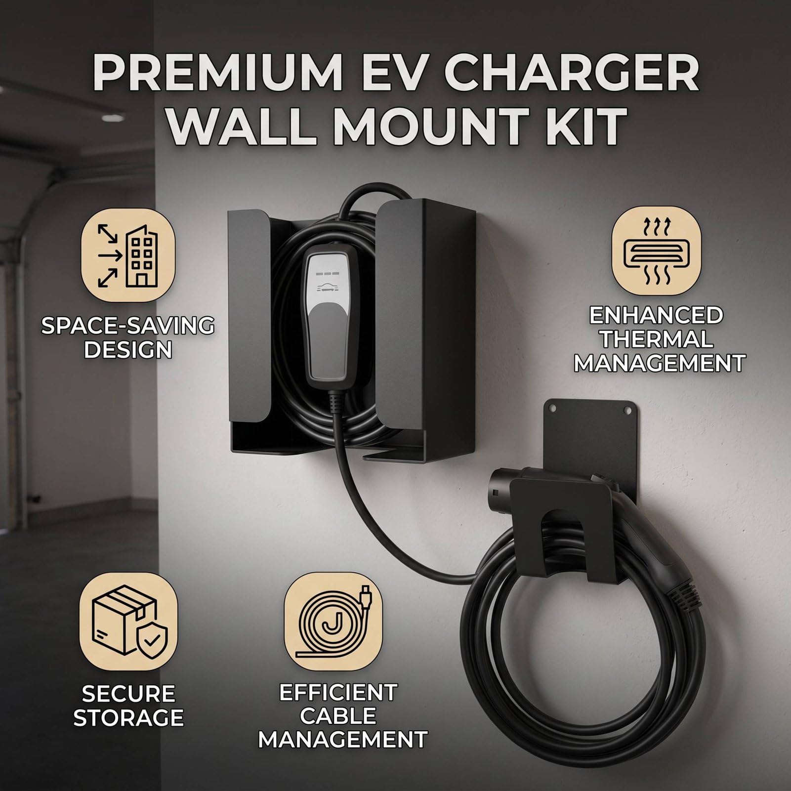 Support Mural pour Chargeur EV, Crochet J en Métal Lourd