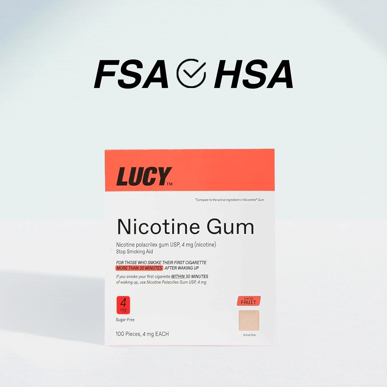 LUCY™ NRT Nicotine Gum, Stop Smoking Aid, Fruit Flavor, 4mg 100-Count