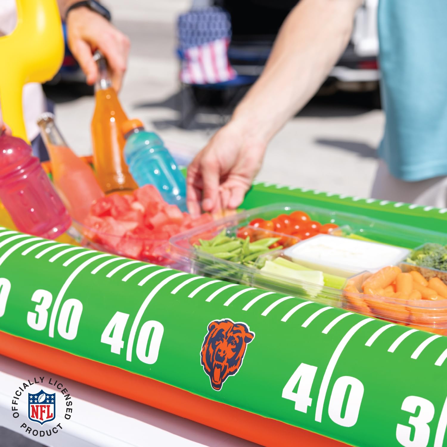 BigMouth Chicago Bears 4 ft Inflatable Food Cooler Buffet Officially Licensed NFL Fan Gear Ice Serving Pool Drink Bar for Tailgate Parties