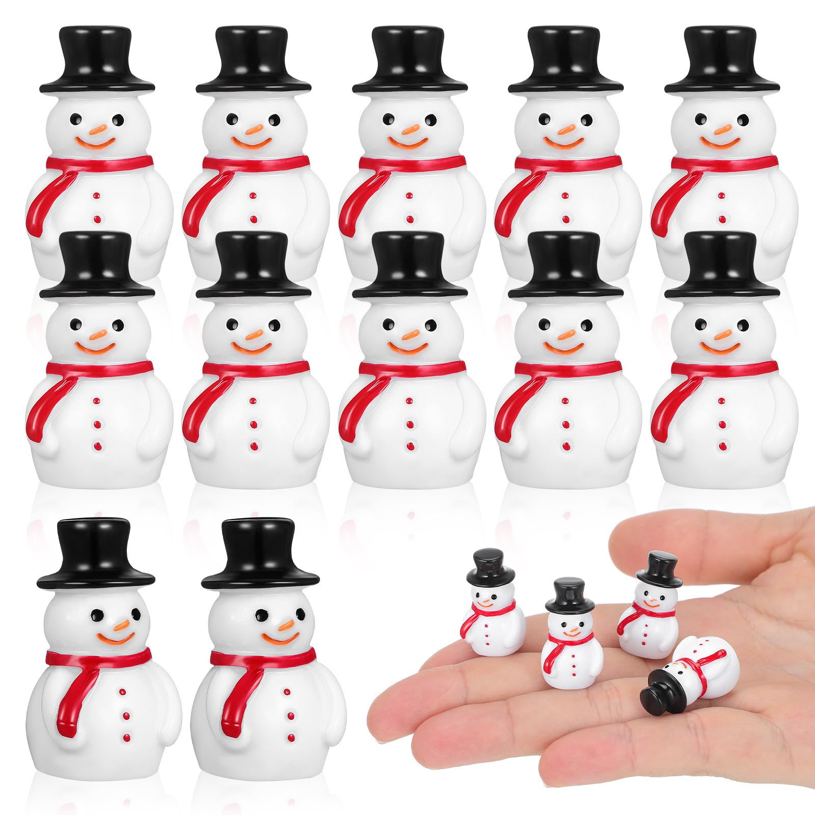 BESTonZON 20 Pezzi Mini Pupazzo di Neve in Resina Nera, per Natale