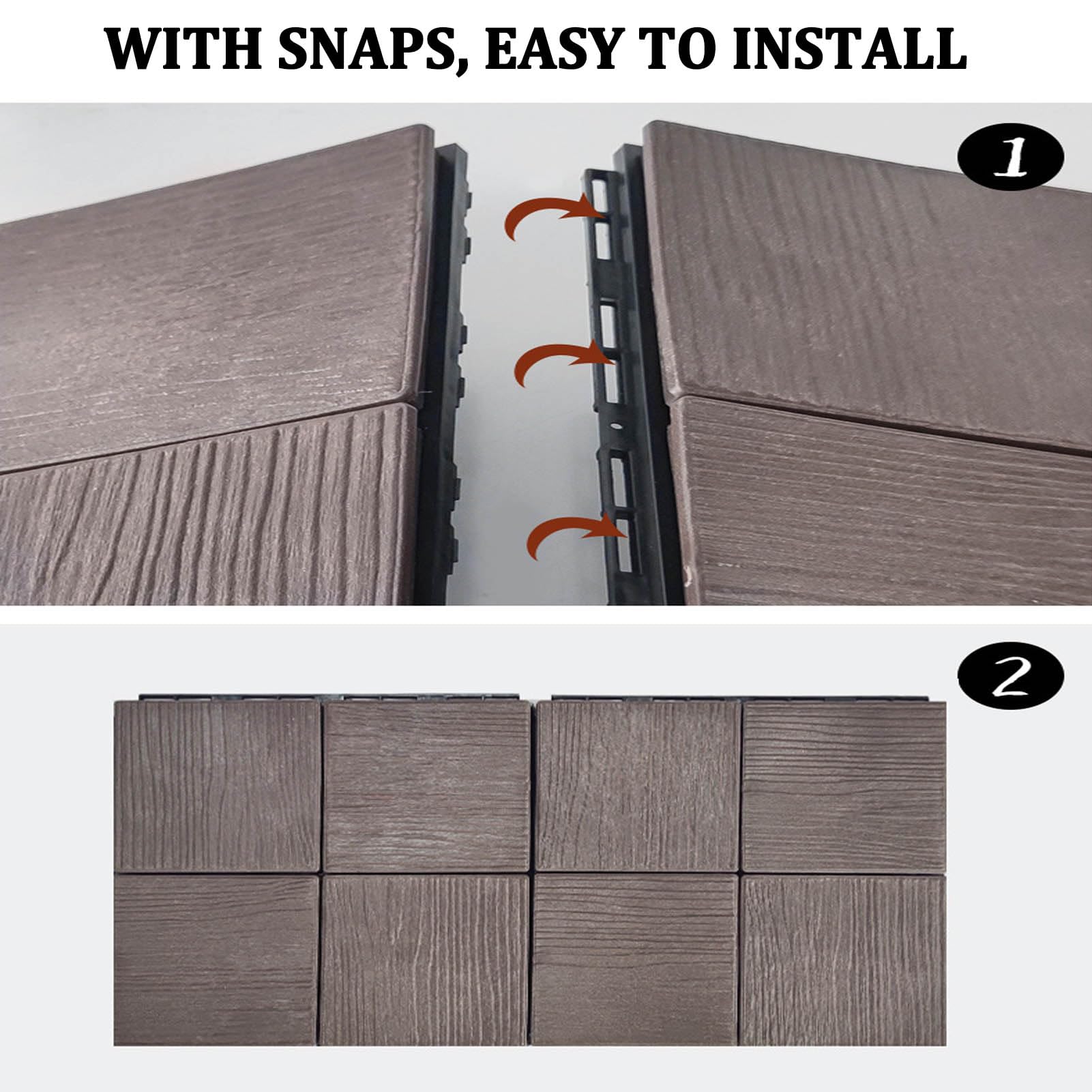 Piastrelle composite ad incastro per pavimenti in legno, per patio, giardino, piscina, interni ed esterni