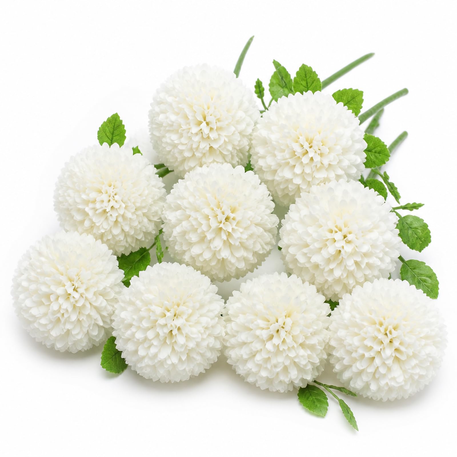TUBAWD 10PCS Artificial Hydrangea Flowers, White Hydrangea Stems for Vases