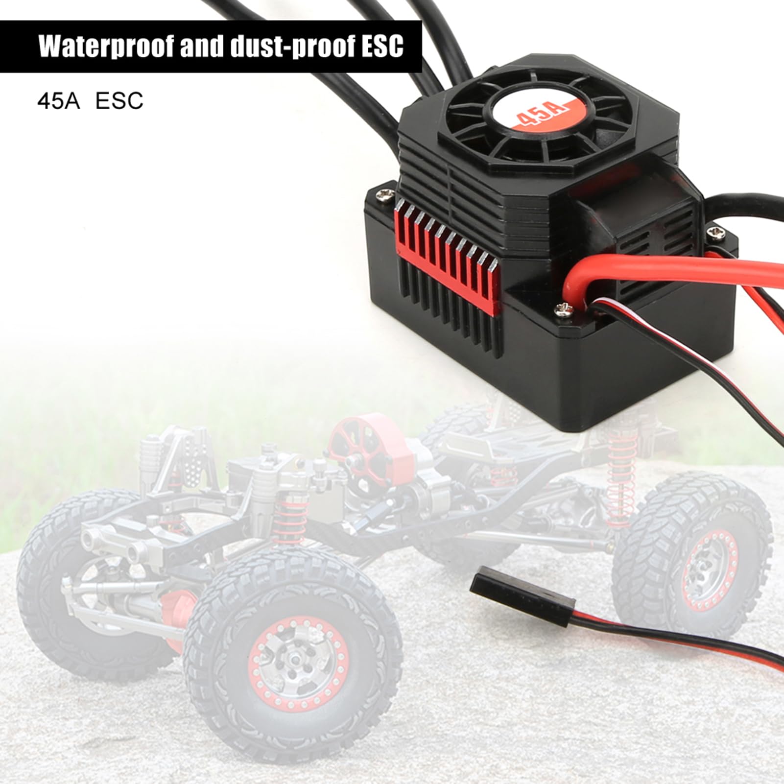SURPASS 45A Wodoodporny, odporny na kurz elektryczny regulator prędkości ESC RC Akcesoria do samochodów 1/10 Bezczujnikowy silnik bezszczotkowy Czerwony Czarny 51,5 x 38,5 x 38,5