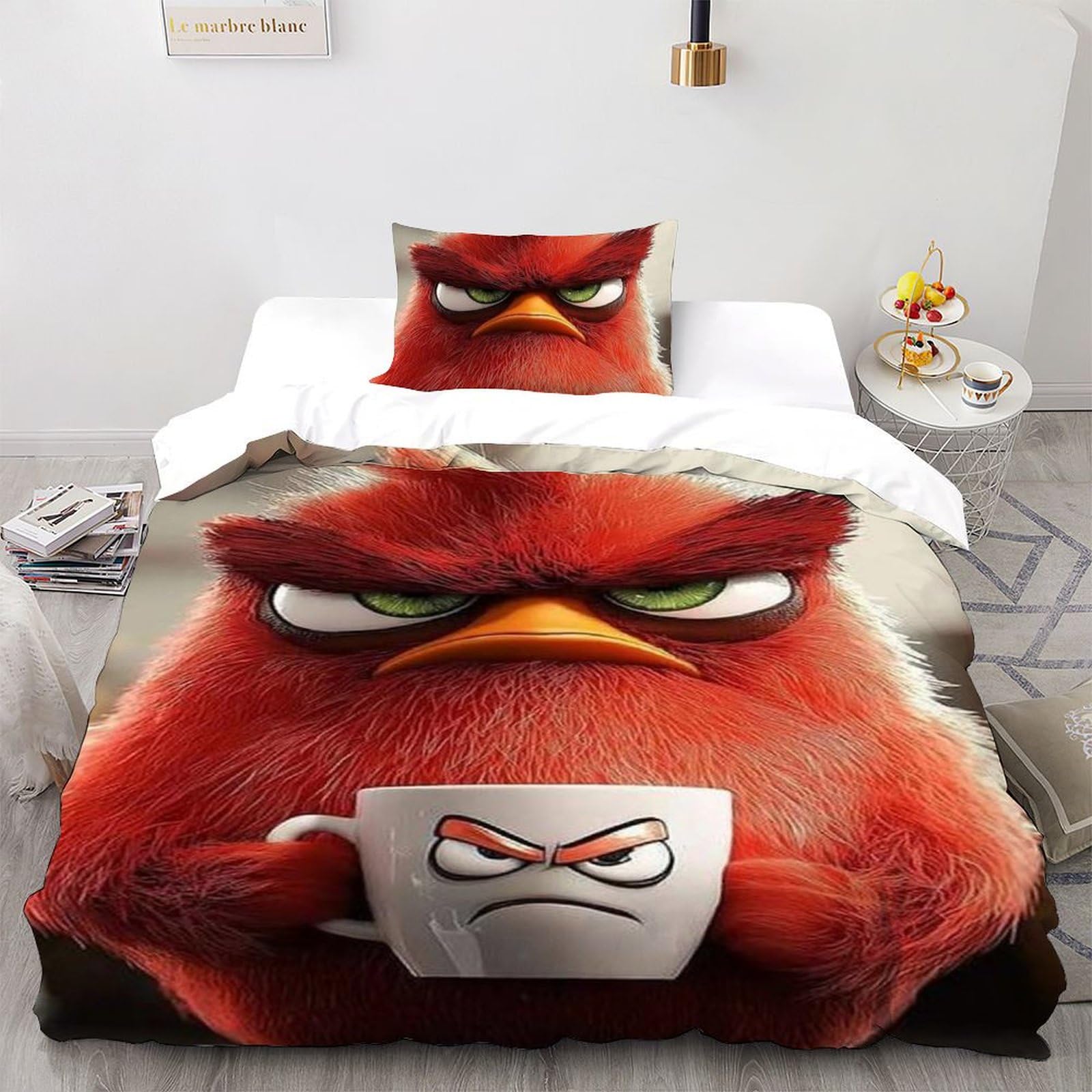 Housse de couette Oiseaux en colère microfibre 135x200cm lavable sans froissement