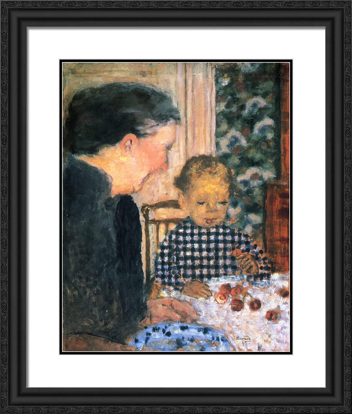 ArtDirect Bonnard, Pierre 20x23 Black Modern Framed Art Print Titled: Child Eating Cherries