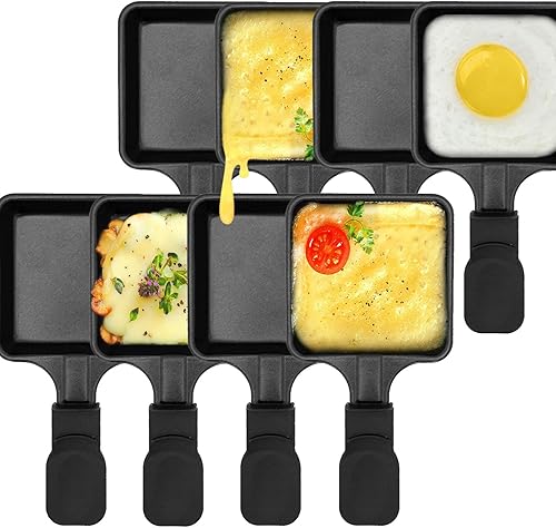 HONNE 8 unidsset de revestimiento antiadherente Mini hierro Raclette Grill Pan de queso de reemplazoadicional Raclette Platos Mini Grill Pan
