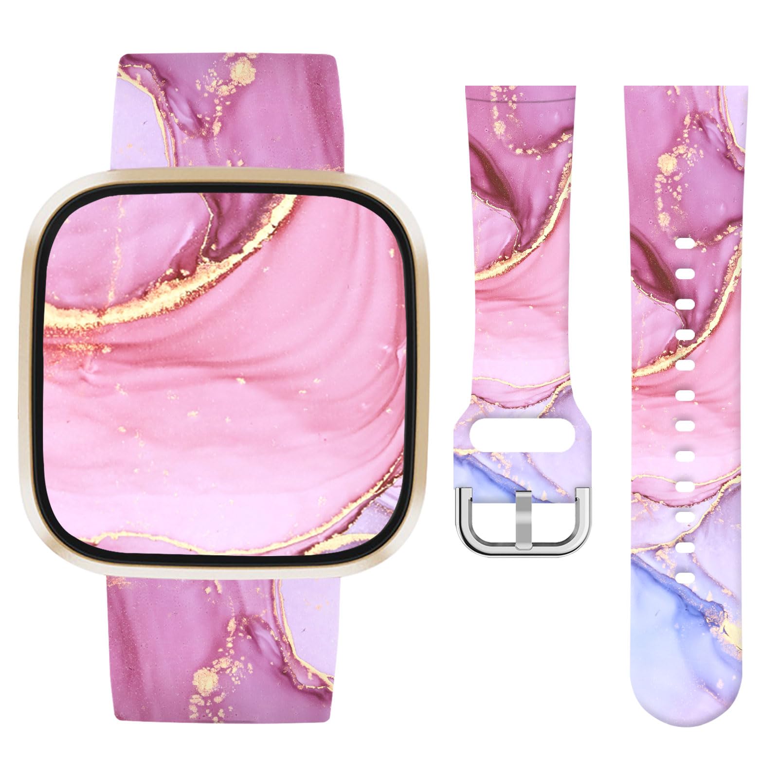 Vozehui Marble Silicone Straps for Fitbit Versa 4 3 Sense Sense 2, Soft, Unique Printing Technology, Comfortable to Wear, Waterproof and Durable Replacement Band for Men Women