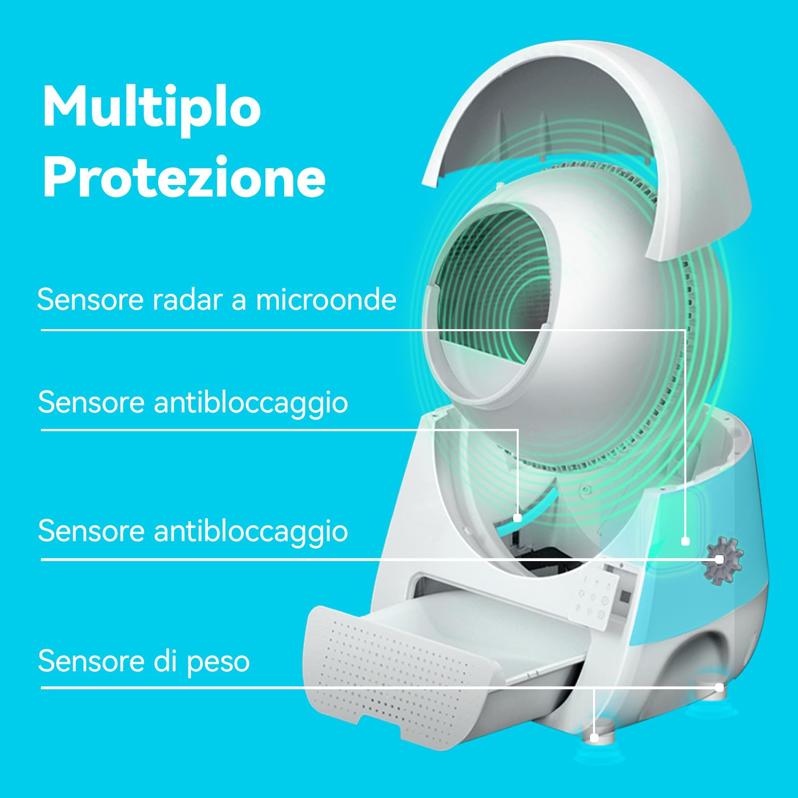 CATLINK PRO - Lettiera automatica per gatti, rilevamento multi-gatto, controllo APP, monitoraggio delle condizioni del gatto, 57 l, adatta per gatti con un peso da 1,5 kg a 10 kg