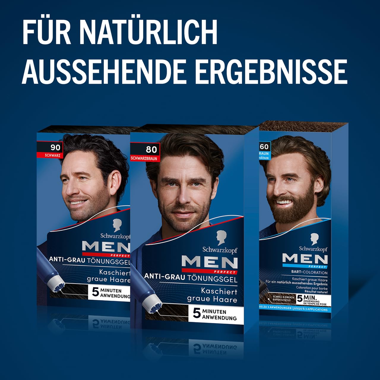Men Perfect Men Perfect Farba do Włosów, 80 Czarny/Brązowy, 3 x 80 ml