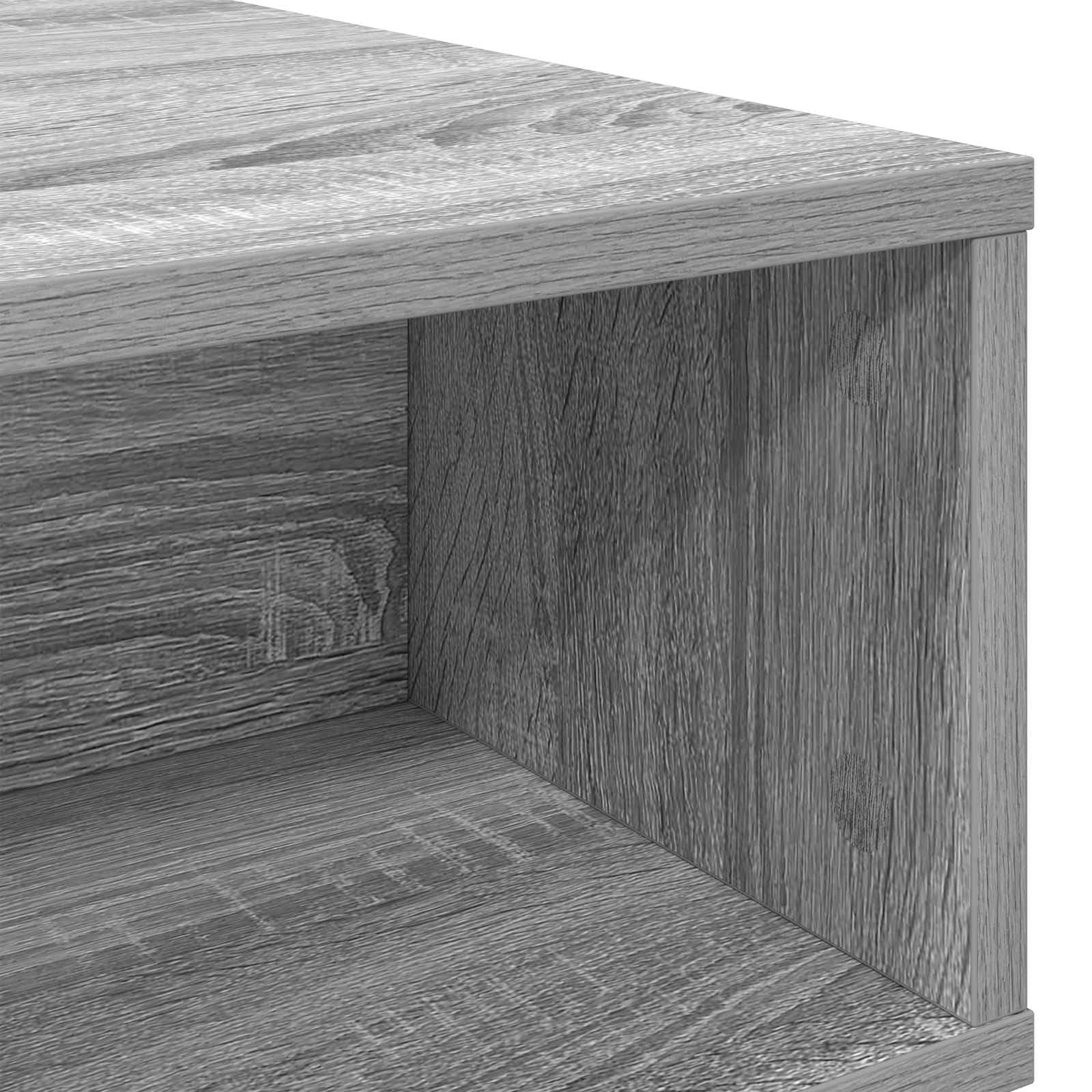 Mesa de centro Sonoma gris 48 x 46 x 35 cm, pequeña mesa auxiliar de madera para salón, moderna mesa de salón con 2 estantes, mesa de sofá compacta