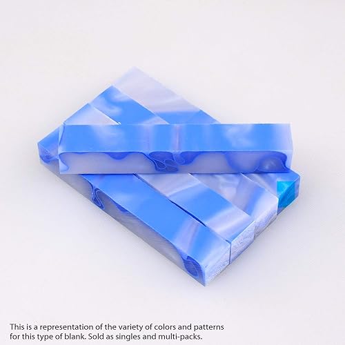 Miniatura 2 de Legacy Woodturning, Bolígrafo acrílico en blanco, perla blanca con líneas celestes, 5 x 34 x 34 pulgadas, paquete de 5