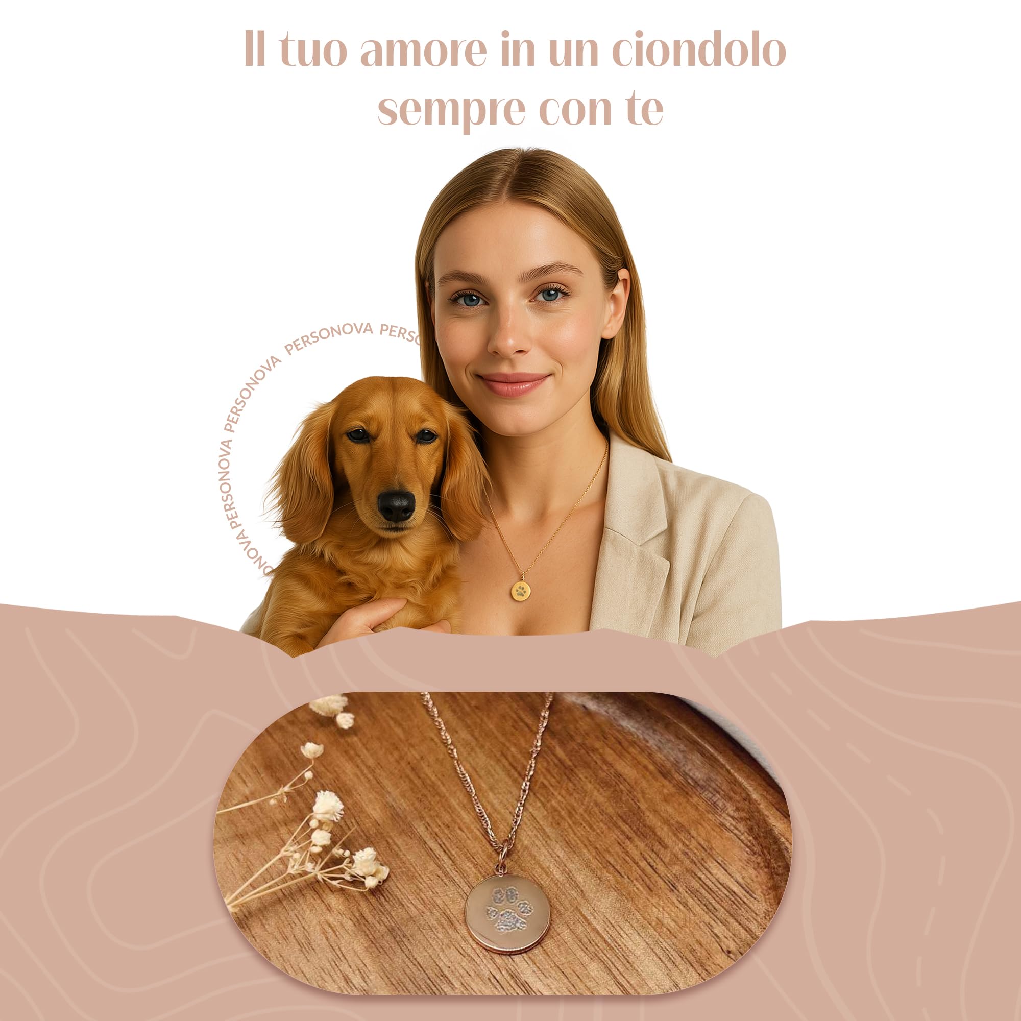 Collana con Ciondolo a Forma di Zampa Personalizzata, con Incisione, con Ciondolo a Forma di Zampa con Nome, ricordo con Lettere e Pietra Portafortuna, Regalo per Gli Amanti degli Animali