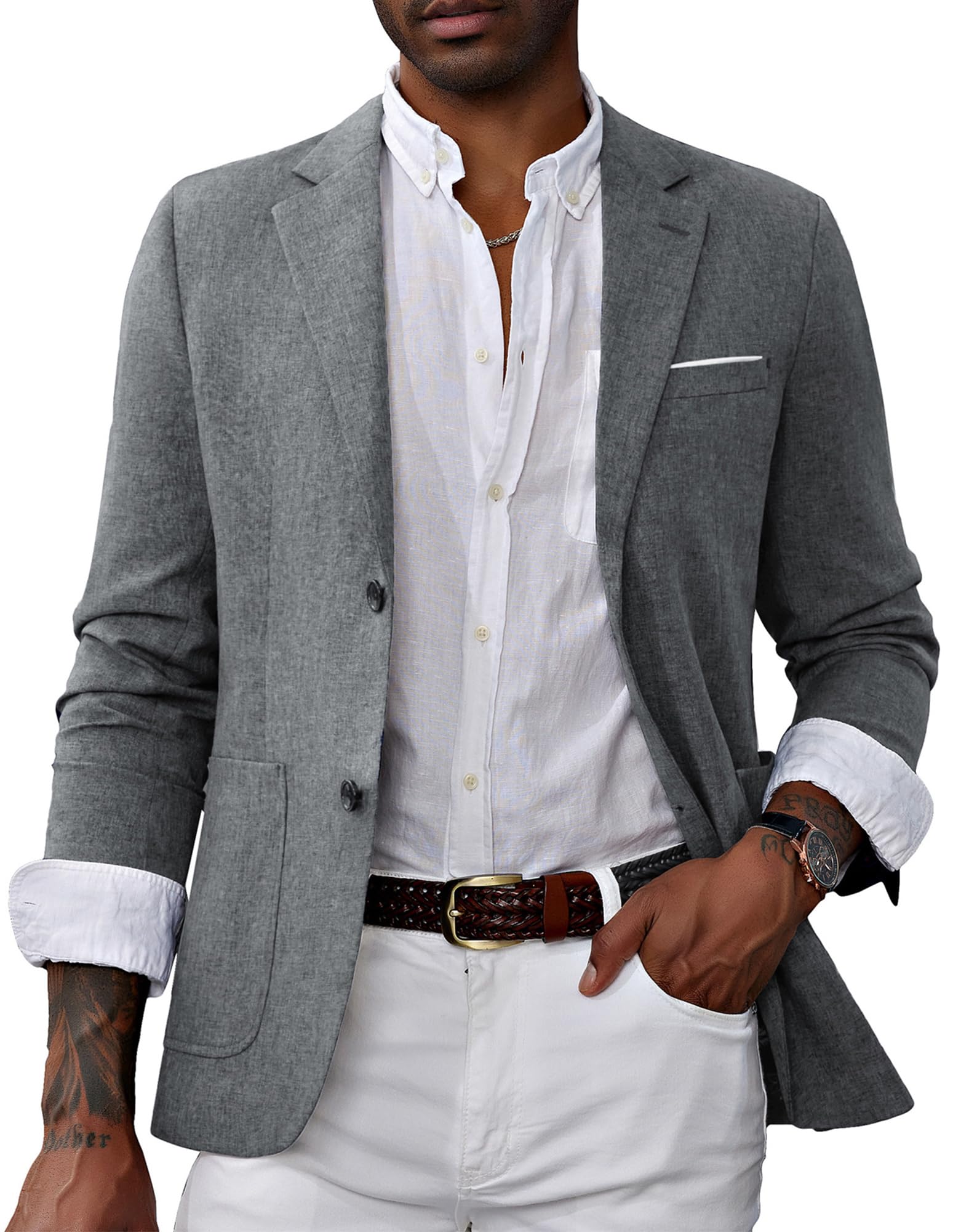 PaulJones Blazer da Uomo Elegante a Due Bottoni da Smoking da Matrimonio