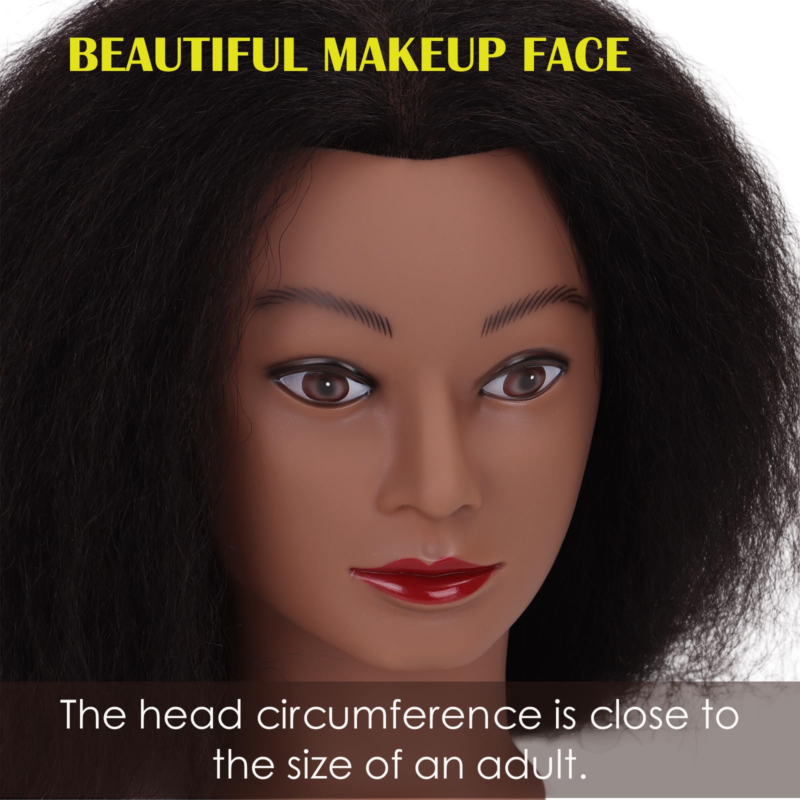DiazySight Black Mannequin Head Afro 100% Real Human Hair - Image 2