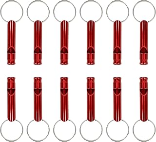 Whistle Emergency Whistle with Keychain 12 Pcs Aluminum Safety Whistles Extra Loud Survival Whistles for Camping Hiking Boating Hunting Training Fishing Outdoor Sports, Loud Sound, Red