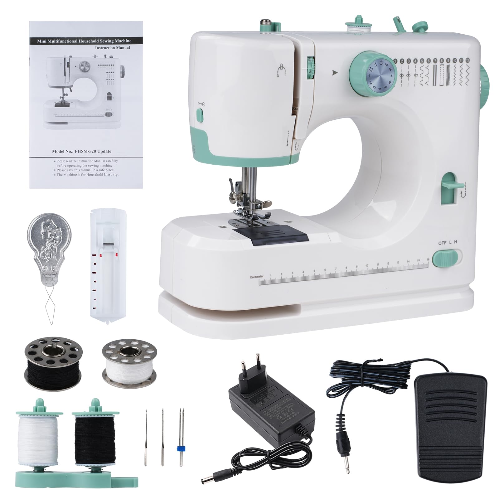 Macchina da cucire, macchina da cucire domestica multifunzionale (FLSM-520), mini macchina da cucire elettrica domestica (norme europee)