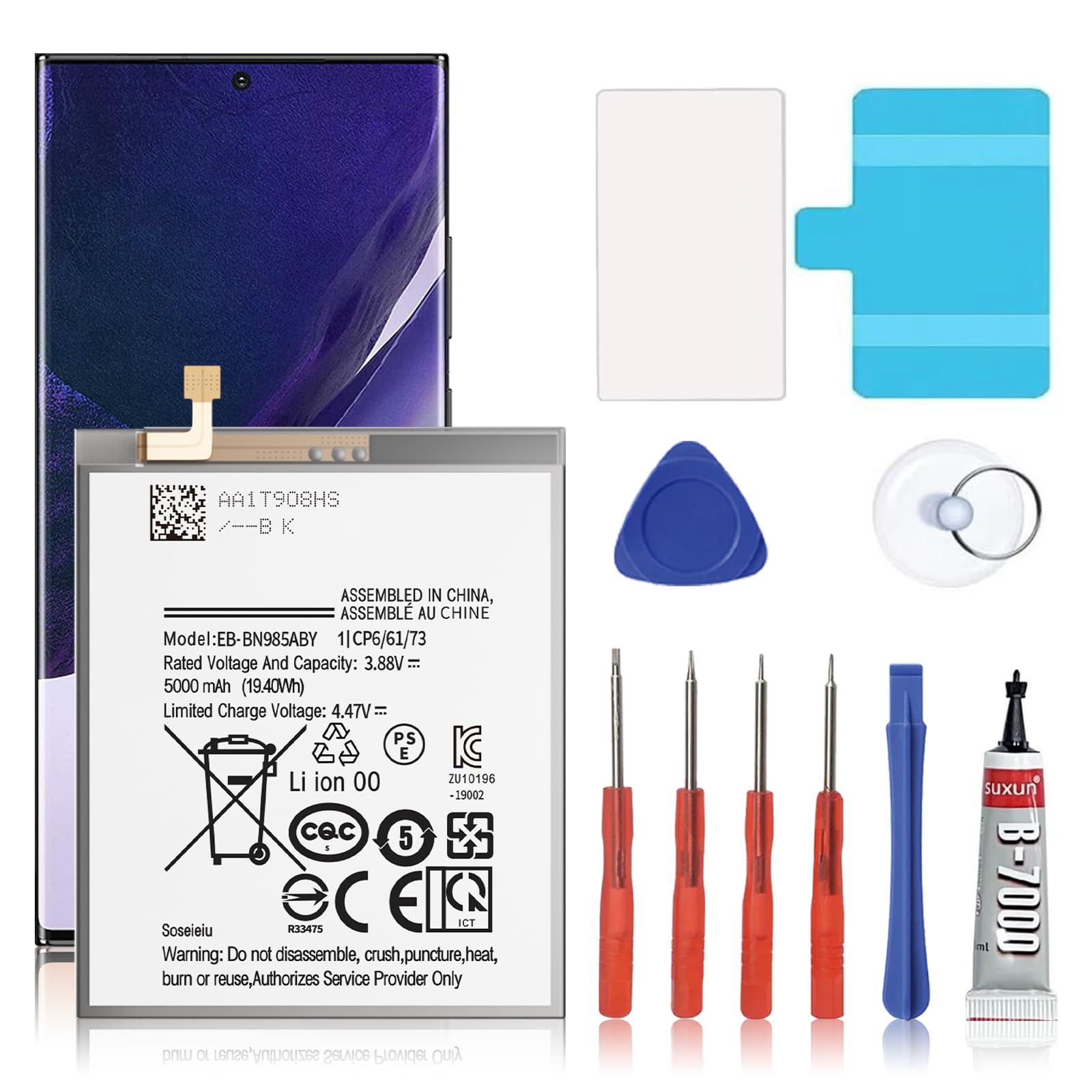 Soseieiu Note 20 Ultra Battery,2025 New Upgraded 5000mAh Replacement Battery for Samsung Galaxy Note 20 Ultra 5G SM-N985 N986 N986U with Repair Tool Kit