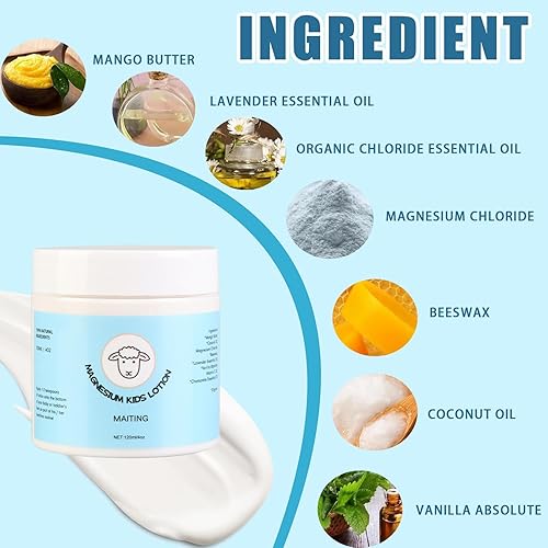 Miniatura 3 de Loción de magnesio para niños, loción de magnesio de 4 onzas para dormir, crema tópica de magnesio ayuda a los niños a mantener la calma durante la