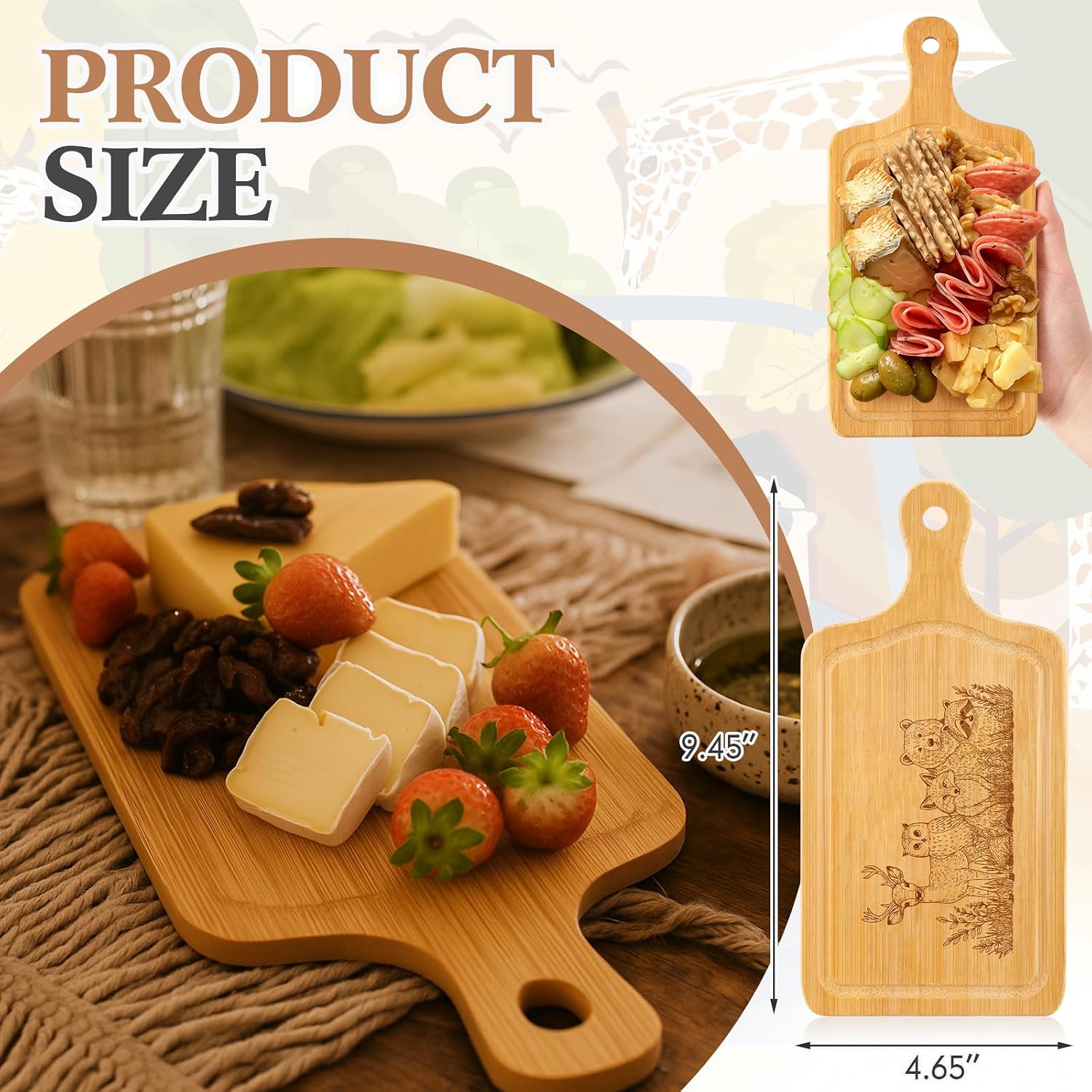 Nuenen 1 Set Woodland Animals Baby Shower Prize Small Charcuterie Board