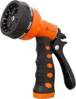 AUTOMAN Garden Hose Nozzle: Heavy-Duty 7-Pattern Spray, Slip-Resistant Grip, Leak-Proof for Plants, Lawn, Car Wash & Pets - Orange