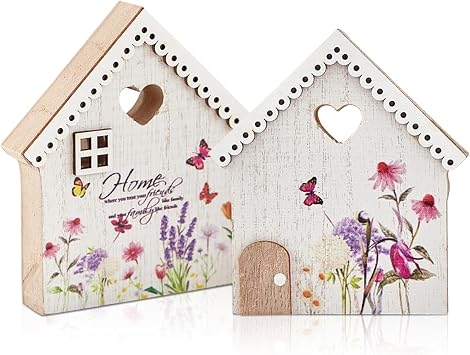 Easter Decoration Wooden Decoration House 2 Pieces Spring Decoration Table Easter Decoration Spring Indoor Easter Decoration House Decorations Indoor Easter Decoration Home Decoration