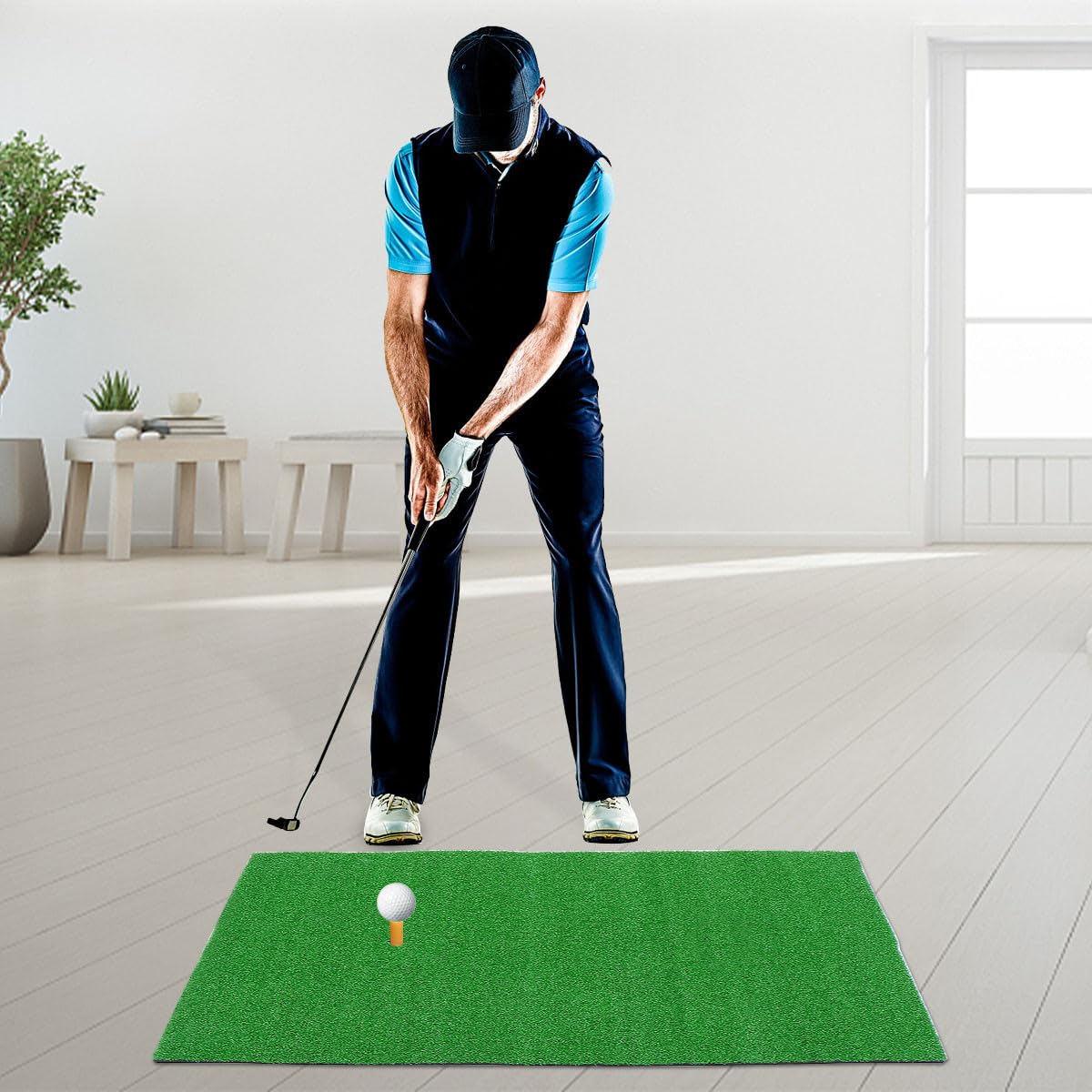 YARNOW Golf Übungsmatte 50x80cm mit Realistischer Kunstrasenoberfläche und Pp Material Tragbares Schlagpad für Indoor und Outdoor Training von Anfängern und Fortgeschrittenen