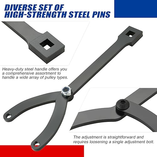 Miniatura 4 de Llave inglesa de pasador variable, 15 pines ajustables con pasadores de llave variable, 12 pulgada de trinquete de ventilador de embrague, kit de