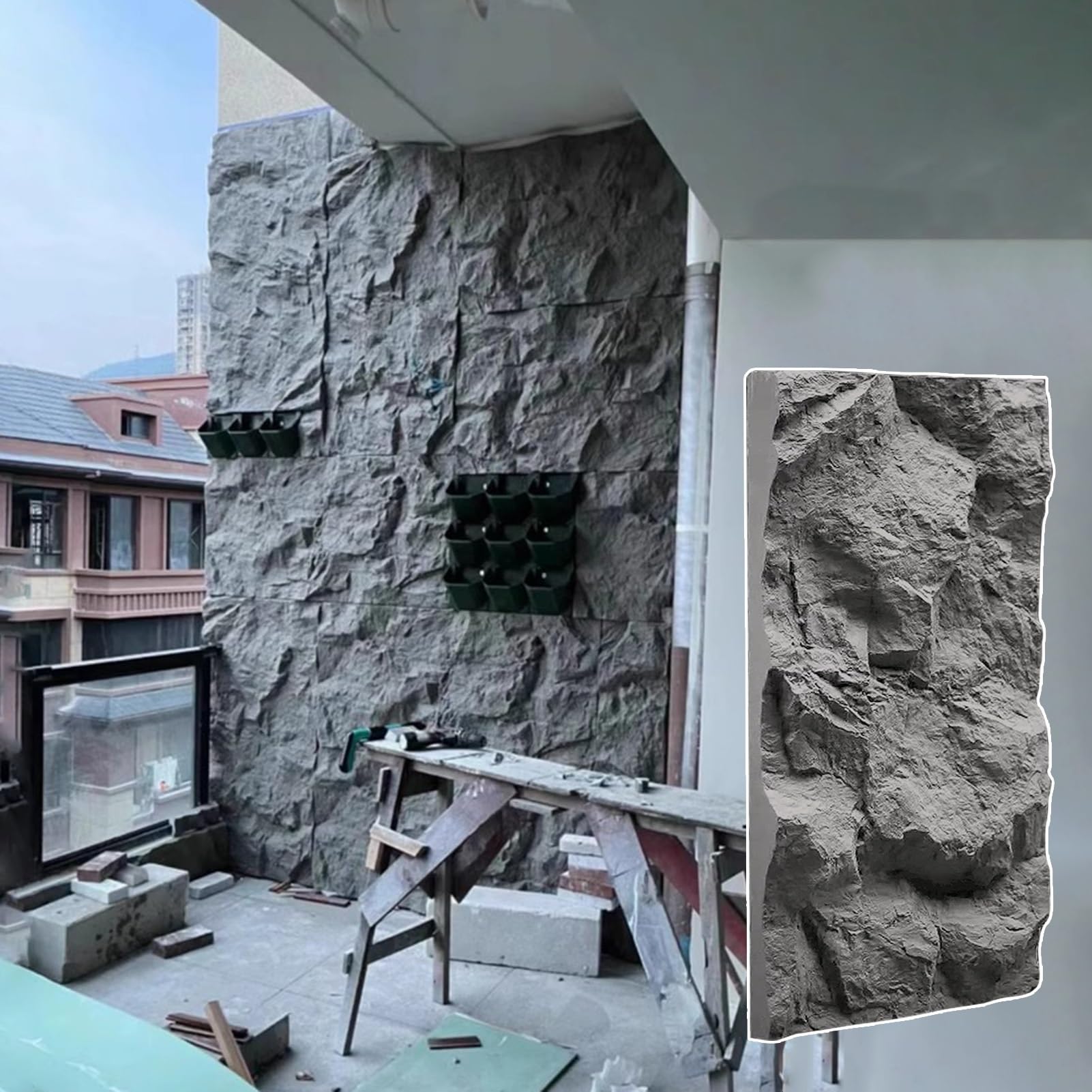 Paneles de piedra sintética 3D de poliuretano para revestimiento de paredes