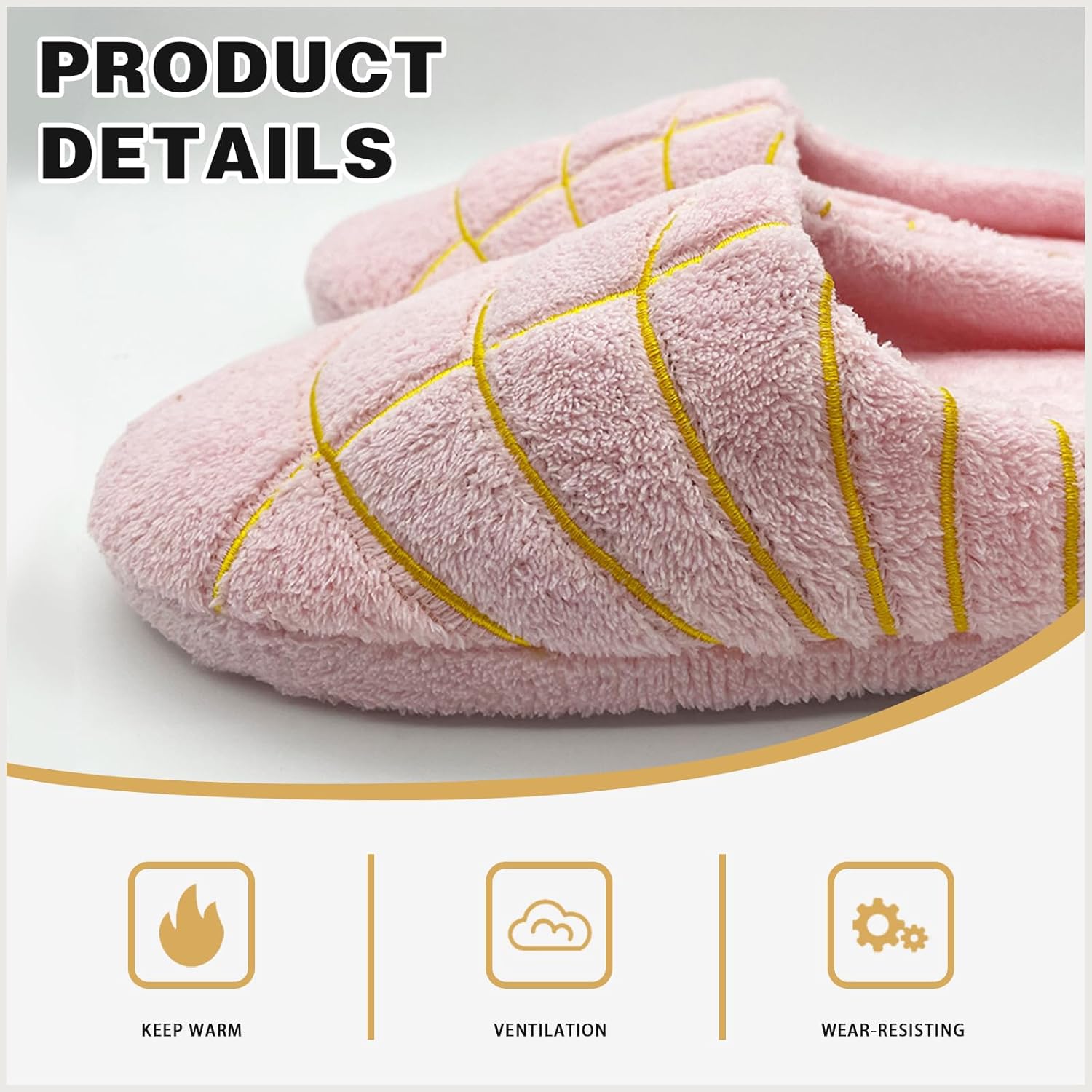 Mexican Concha Slippers for Women Men Concha Pantuflas Warm Soft Plush House Slippers for Indoor Use - Image 3