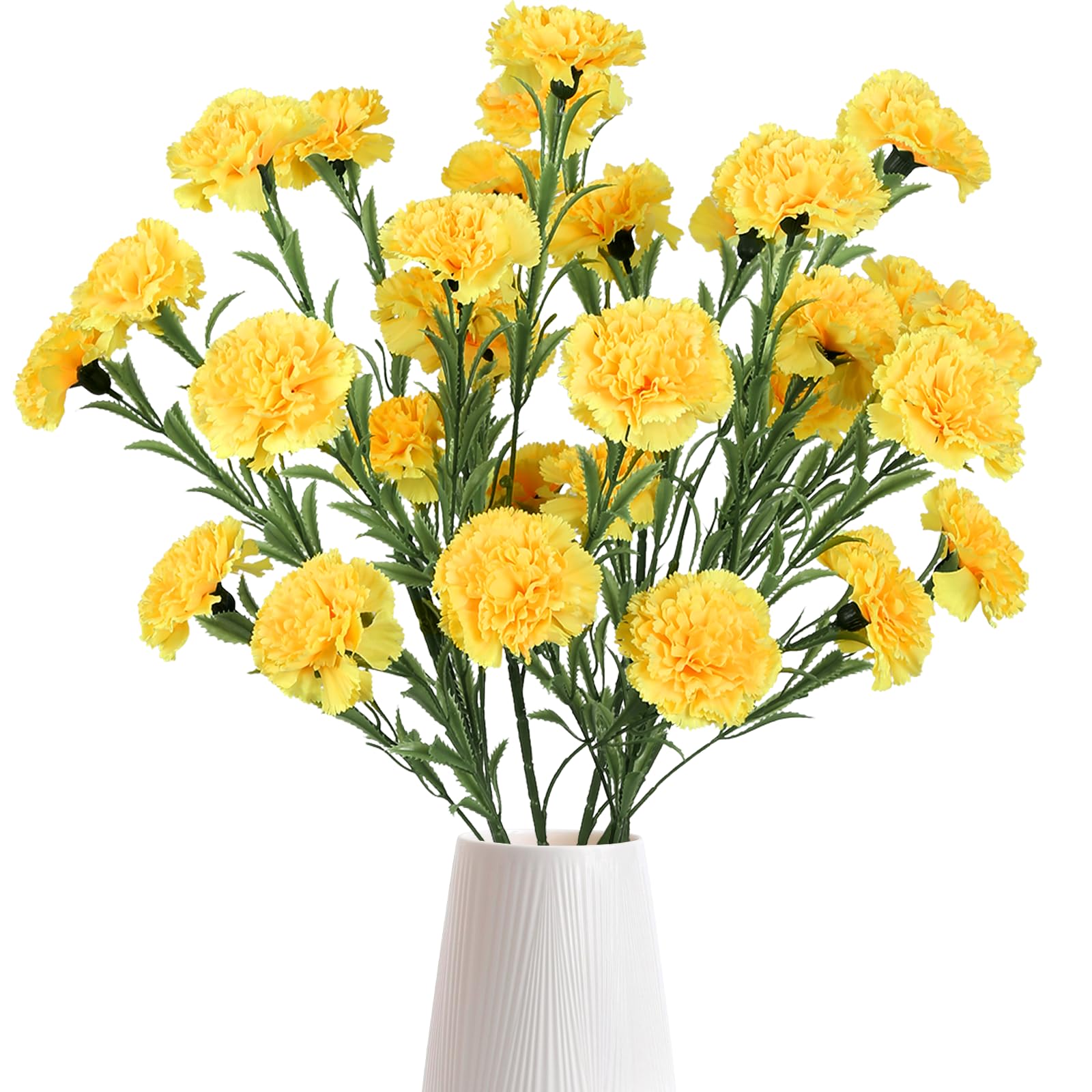 IPOPU Gelbe Nelken, künstliche Blumen, 6 Stück, künstliche Nelken, Seidenblumen, 83,8 cm lange Blumen für hohe Vasen für Hochzeit, Zuhause, Tischdekoration, Blumenarrangement, Gelb
