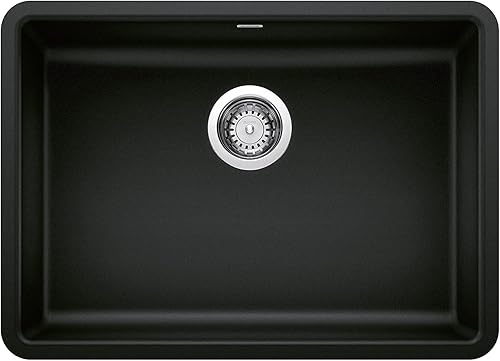 BLANCO Precis Silgranit - Fregadero de cocina con tazón individual ADA de 25 pulgadas, color negro carbón