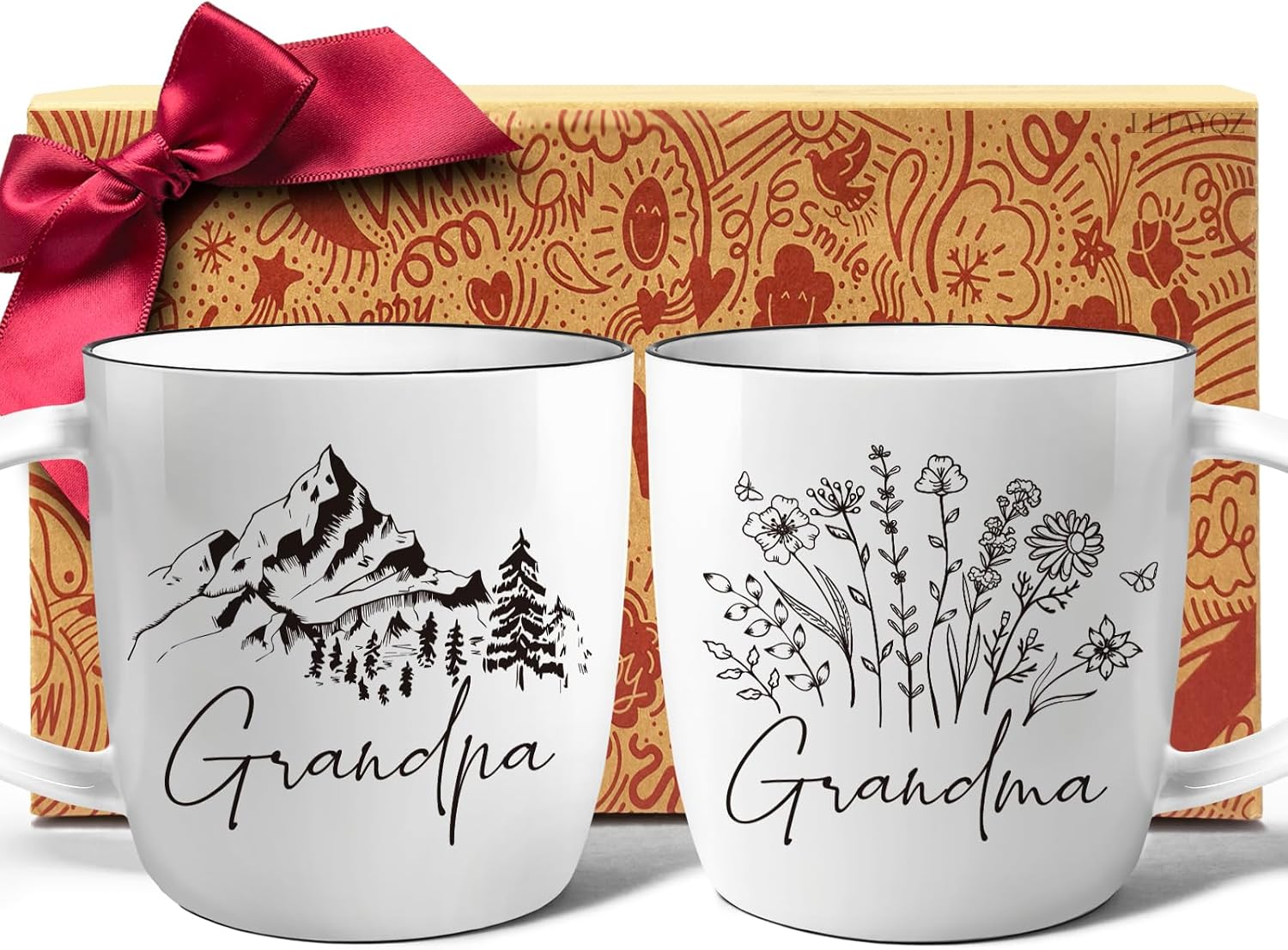 Great Grandparents Coffee Mugs Gift Set for Grandma & Grandpa, Pregnancy Announcement mugs set for grandparents, Grandparent Day Bday Christmas Valentines Day Mug Gifts Ideas from Grandkids-11