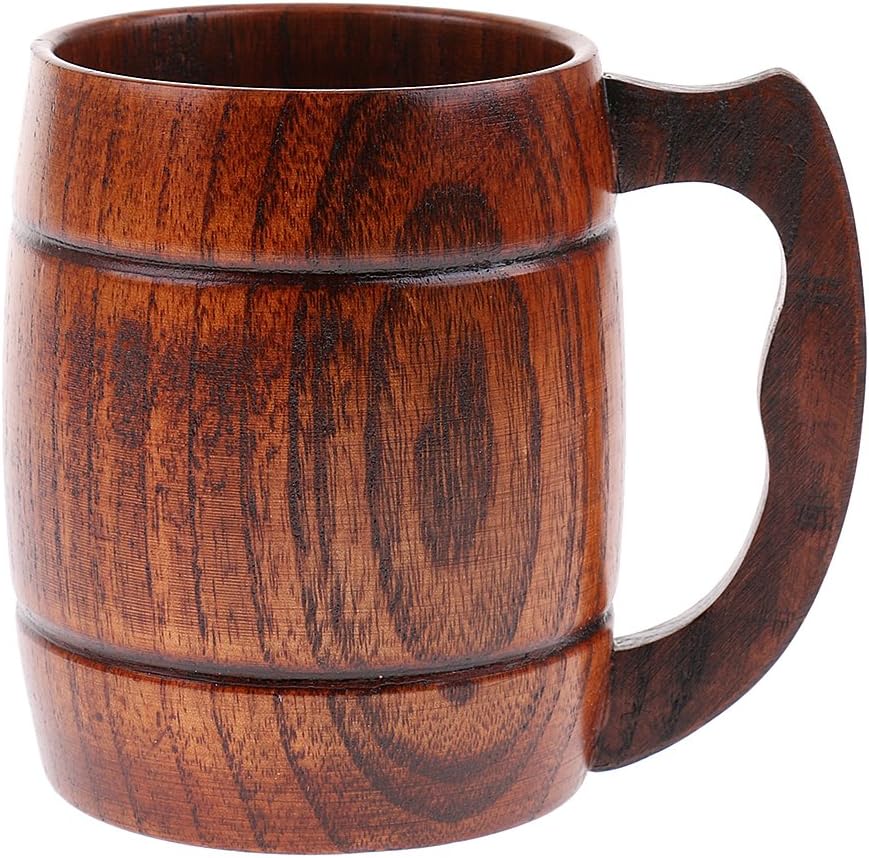 Wooden Beer Mug,Handmade Mug Barrel Beer Mugs Wooden Mug Tea Cups Wooden Gifts,Sturdy Long Lasting