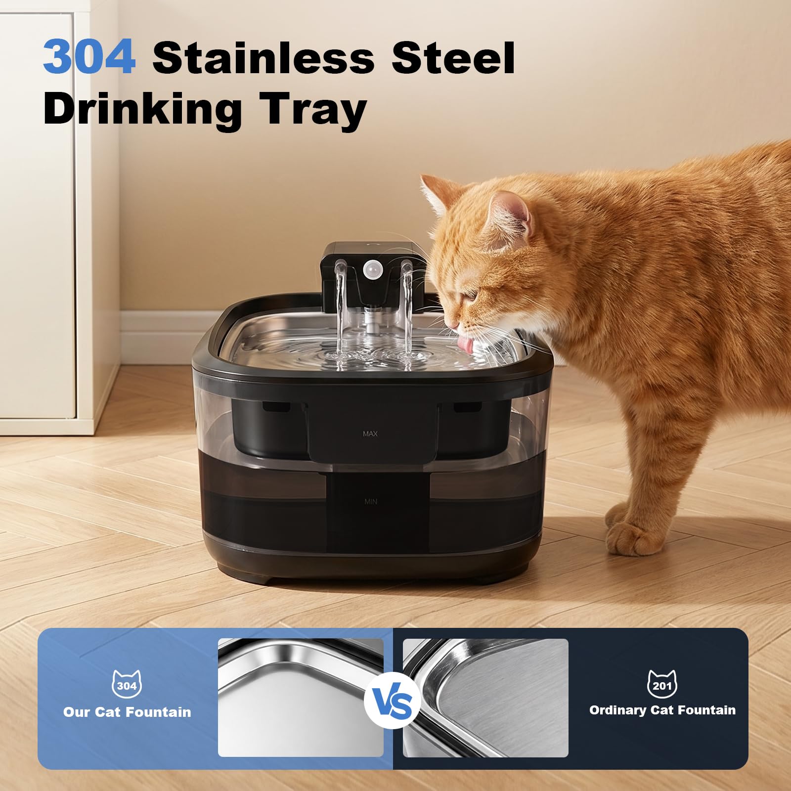 Fuente de agua inalámbrica para gatos, fuente automática de 3.2 L, bomba ultra silenciosa, material sin BPA, sistema de triple filtración, dispensador de agua inalámbrico para gatos y