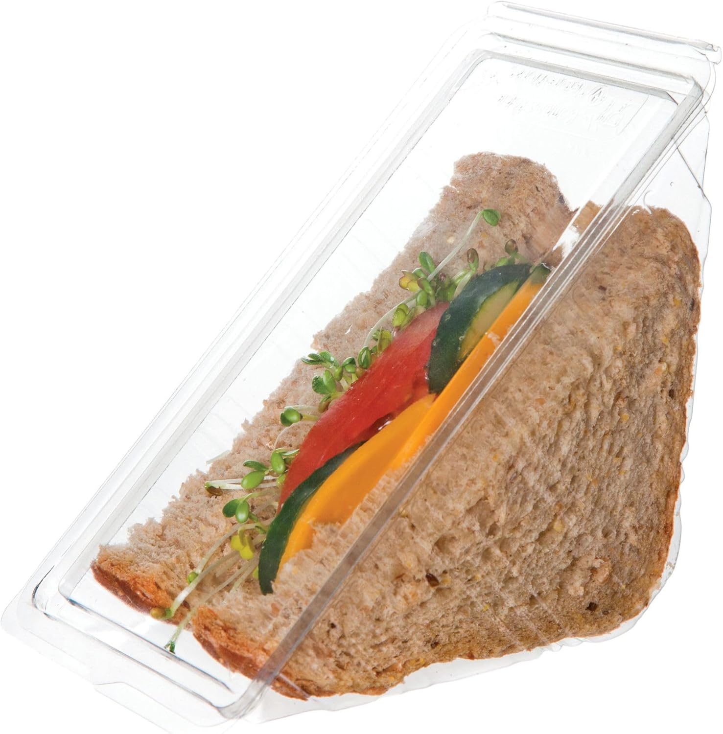 ECO PRODUCTS Compostable Take Out Wedge Sandwich Containers, Case of 500, Clear Disposable PLA Plastic, Take Out Box W/Lid, PLA Is a Renewable Material Made from Plants, ASTM Compliant, BPI-Certified